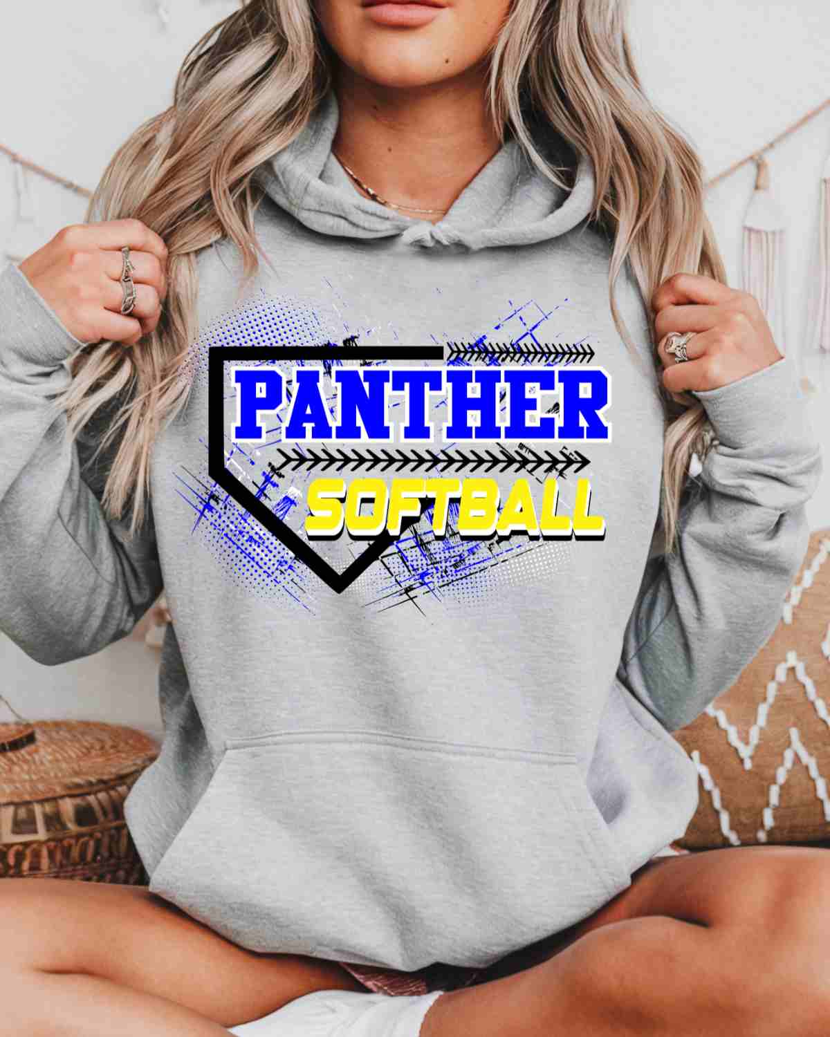 Panthers Softball Home Plate Grunge DTF Transfer - Rustic Grace Heat Transfer Company