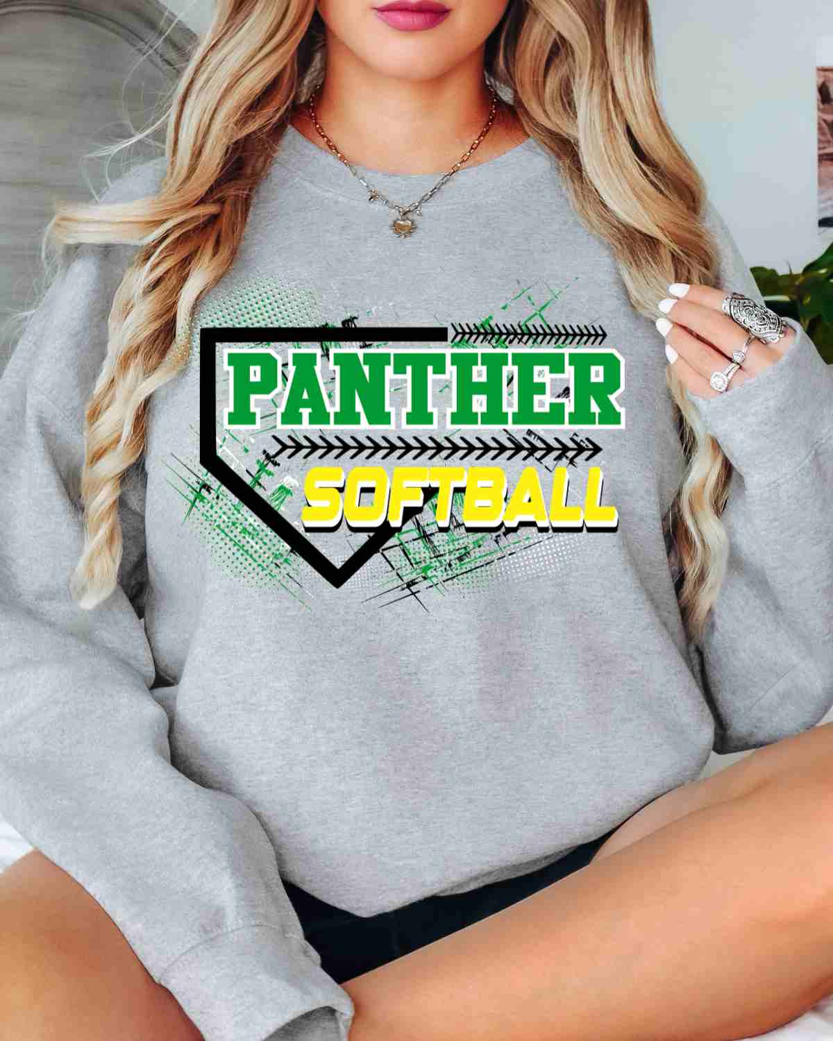 Panthers Softball Home Plate Grunge DTF Transfer - Rustic Grace Heat Transfer Company