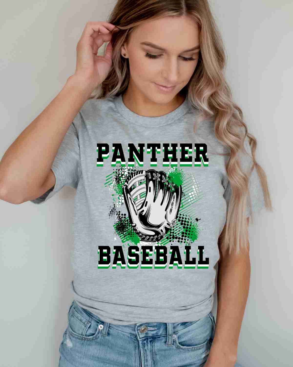 Panthers Baseball Grunge Glove DTF Transfer - Rustic Grace Heat Transfer Company