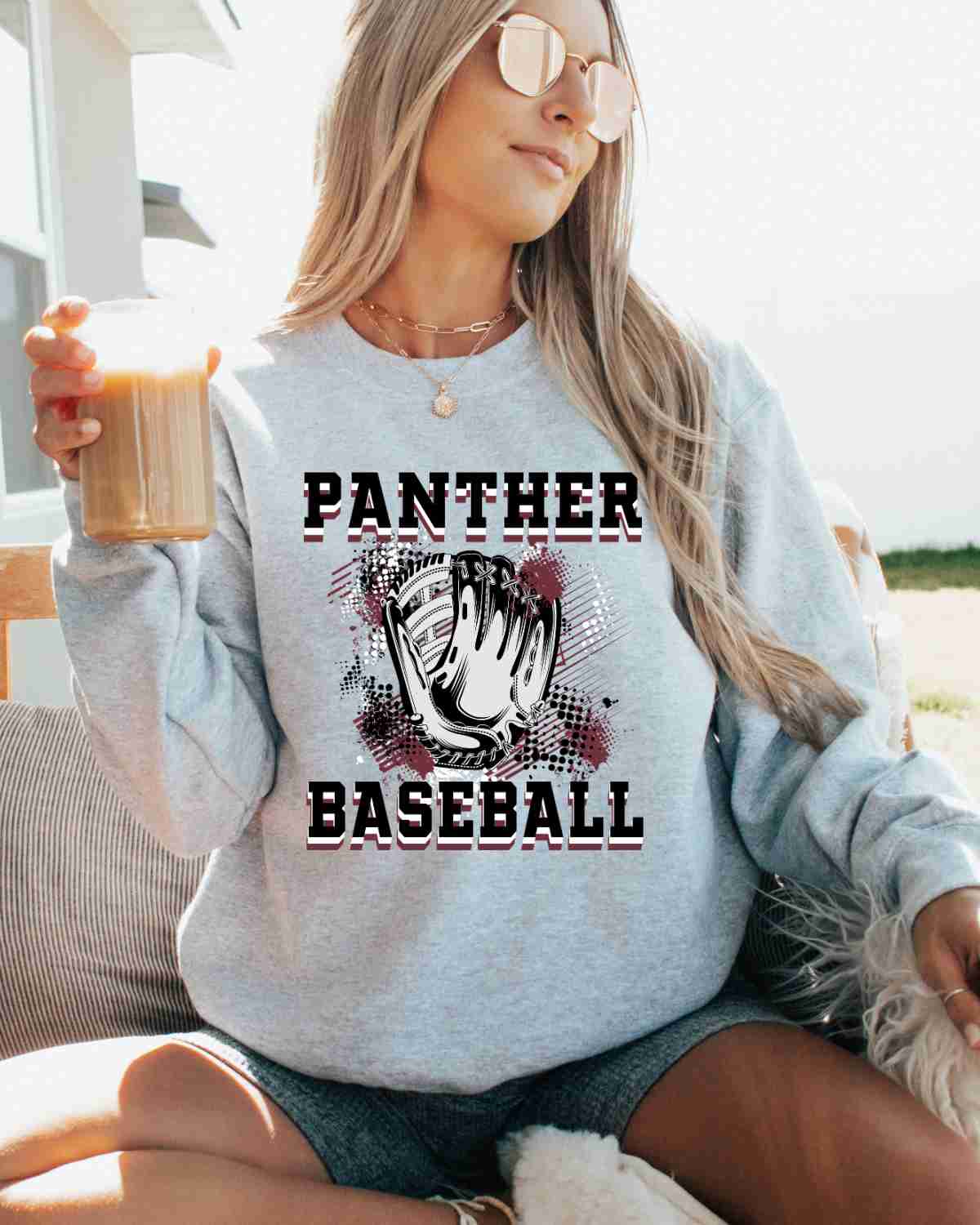 Panthers Baseball Grunge Glove DTF Transfer - Rustic Grace Heat Transfer Company
