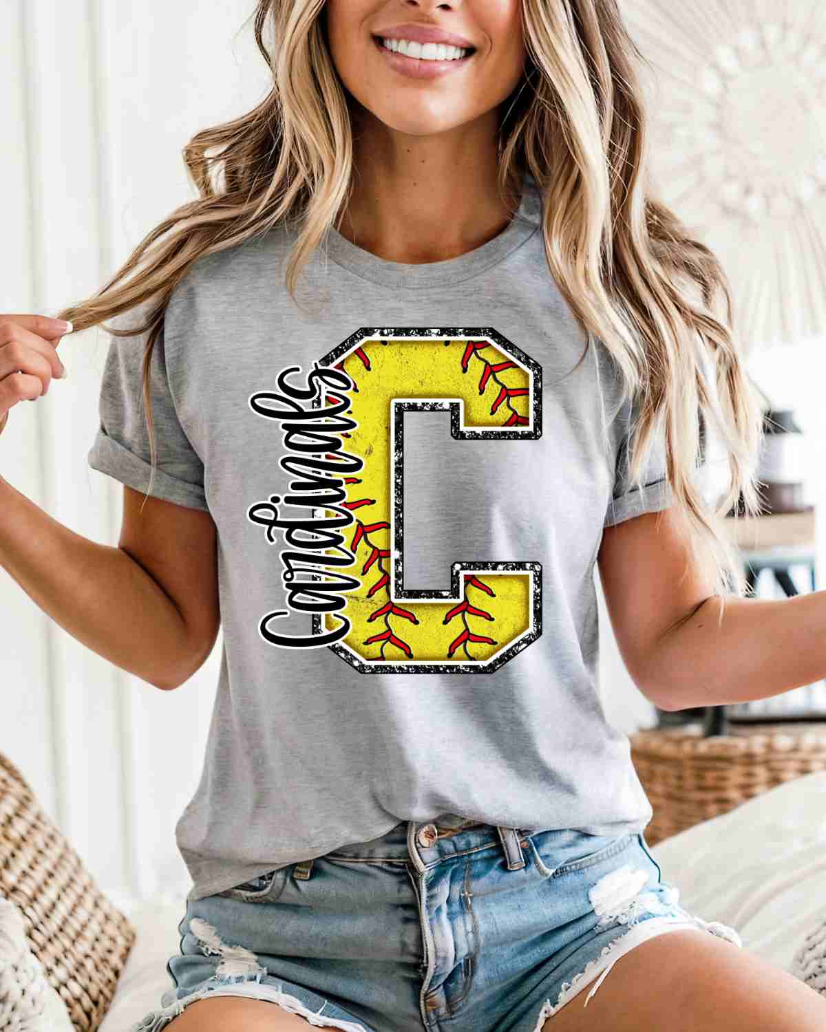 Cardinals Softball Letter DTF Transfer - Rustic Grace Heat Transfer Company