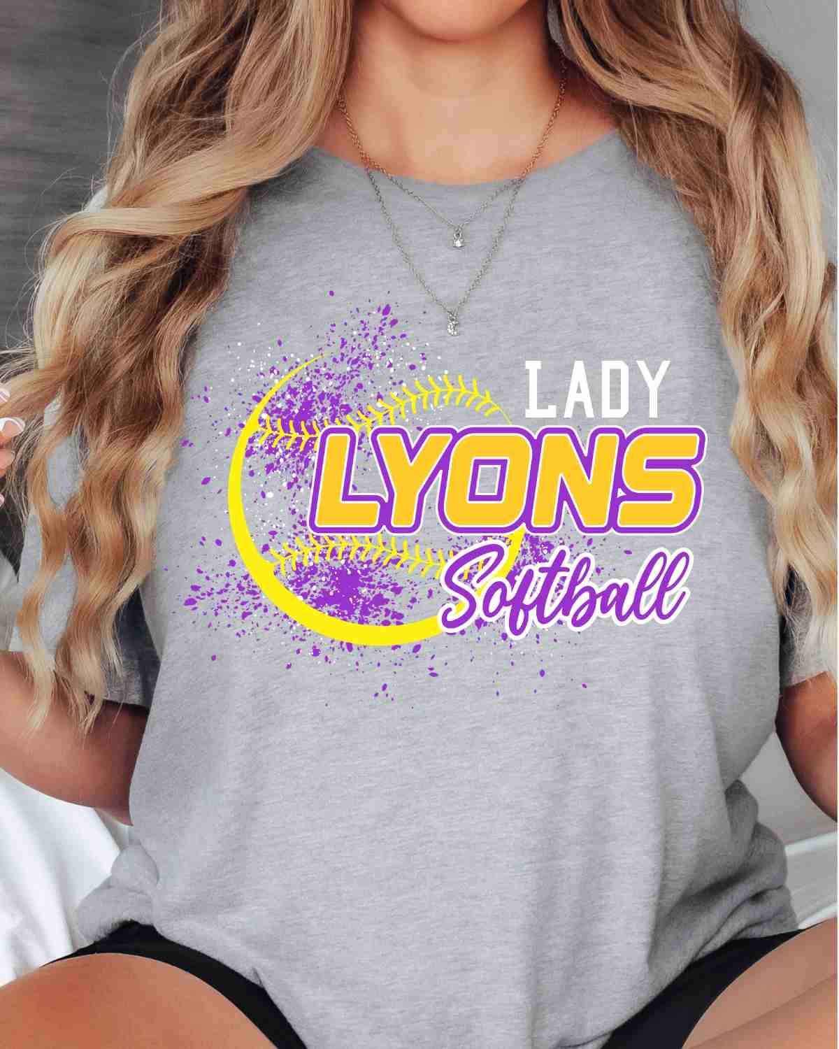 Lady Lyons Softball Splatter DTF Transfer - Rustic Grace Heat Transfer Company
