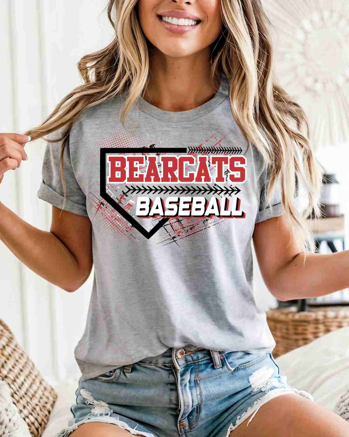 Bearcats Baseball Home Plate Grunge DTF Transfer - Rustic Grace Heat Transfer Company