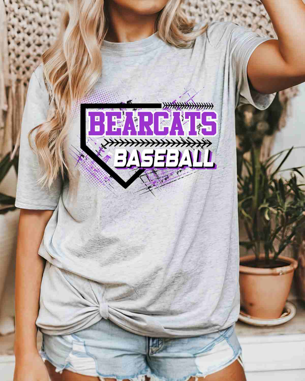 Bearcats Baseball Home Plate Grunge DTF Transfer - Rustic Grace Heat Transfer Company