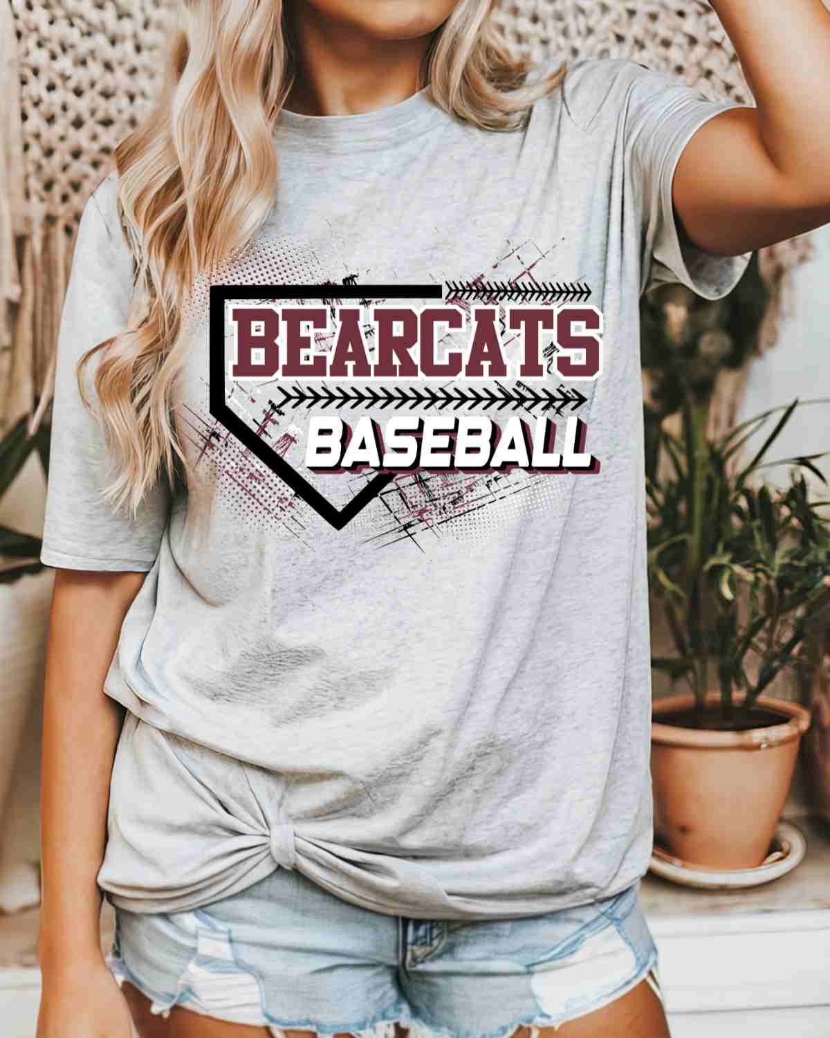 Bearcats Baseball Home Plate Grunge DTF Transfer - Rustic Grace Heat Transfer Company