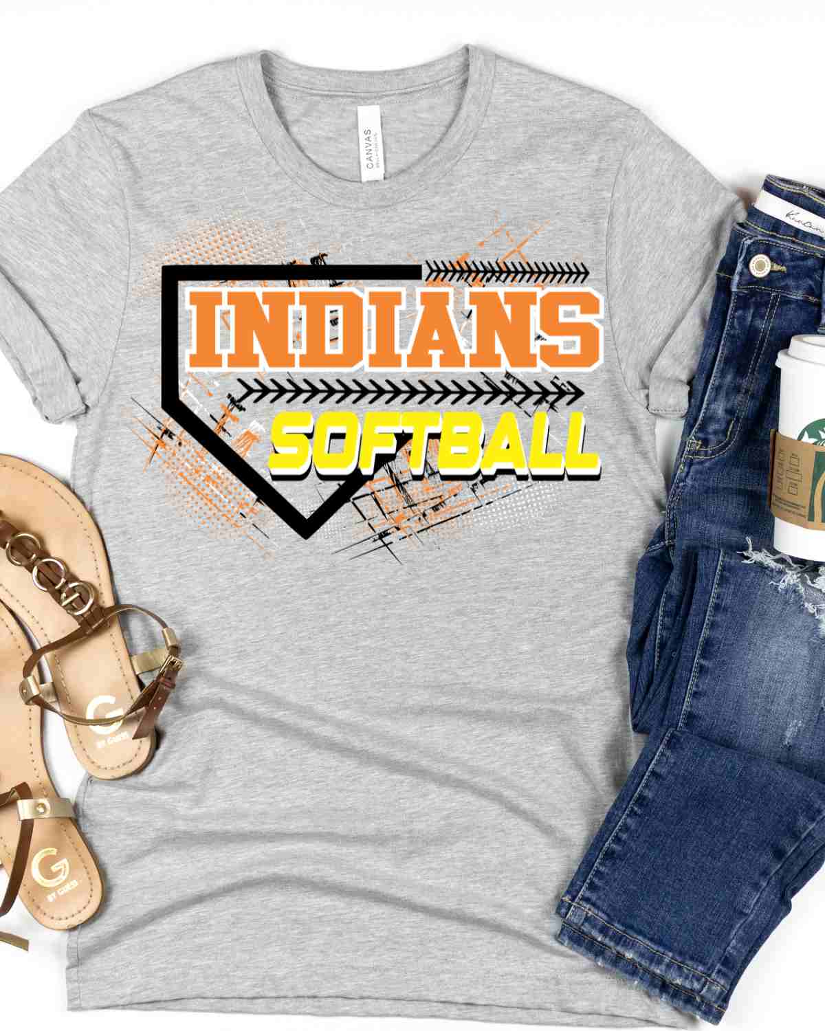 Indians Softball Home Plate Grunge DTF Transfer - Rustic Grace Heat Transfer Company
