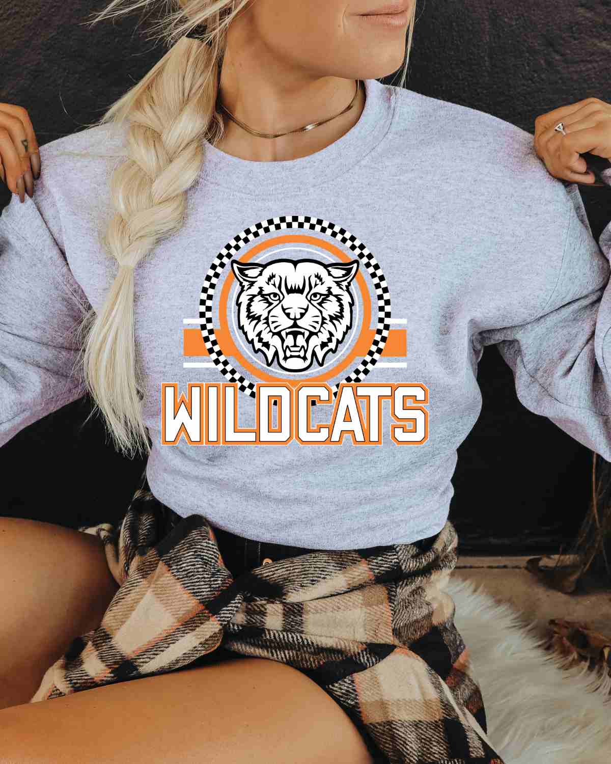 Wildcats Checkered Circle Logo DTF Transfer - Rustic Grace Heat Transfer Company