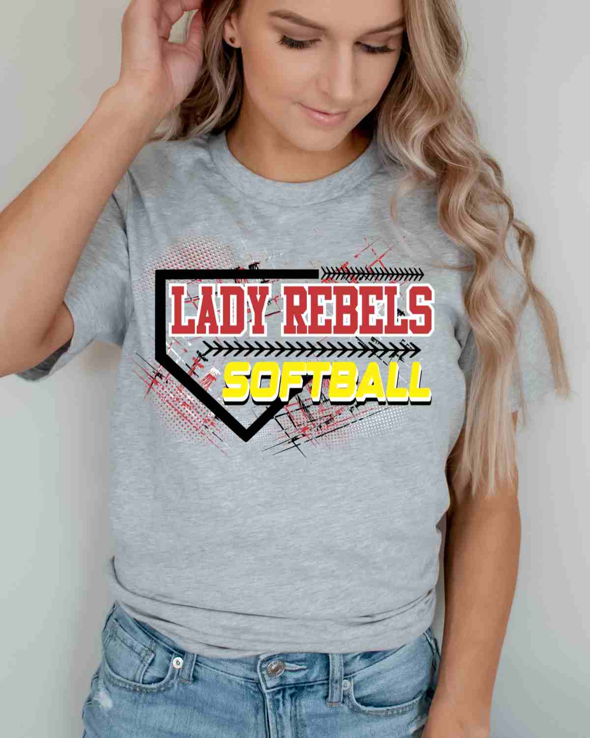 Lady Rebels Softball Home Plate Grunge DTF Transfer
