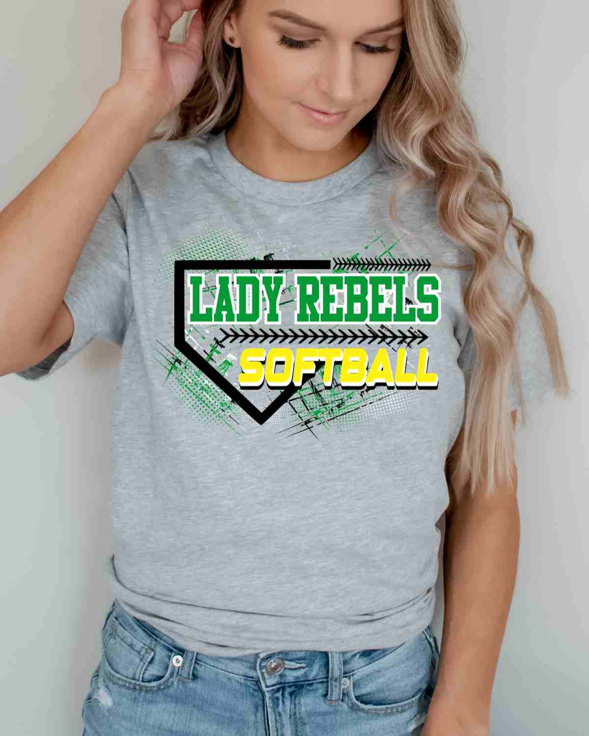 Lady Rebels Softball Home Plate Grunge DTF Transfer