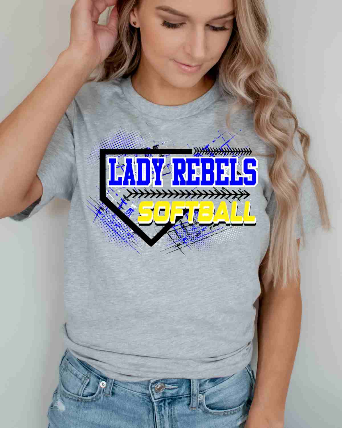 Lady Rebels Softball Home Plate Grunge DTF Transfer