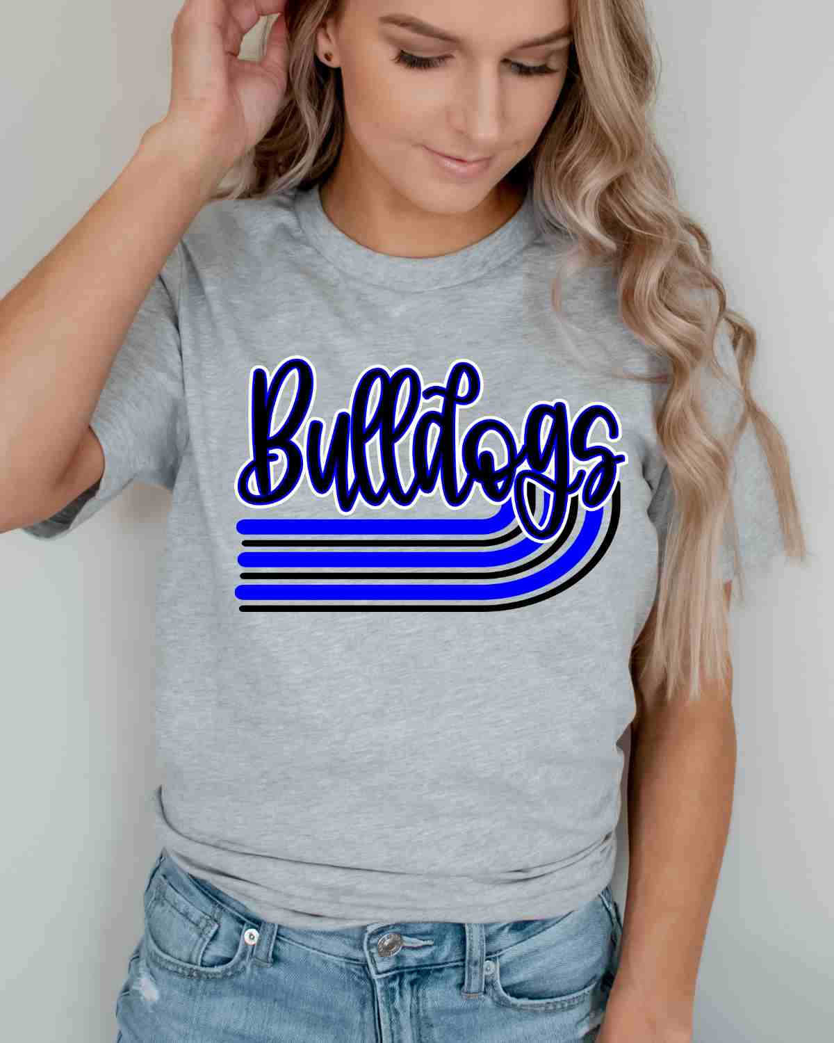 Bulldogs Retro Stripes DTF Transfer - Rustic Grace Heat Transfer Company