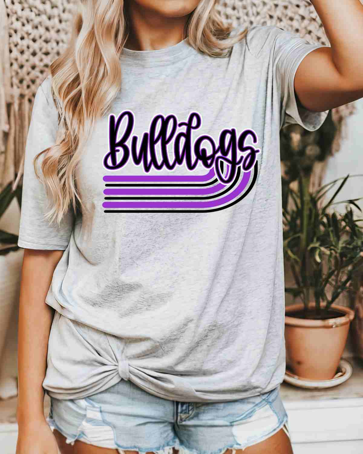 Bulldogs Retro Stripes DTF Transfer - Rustic Grace Heat Transfer Company