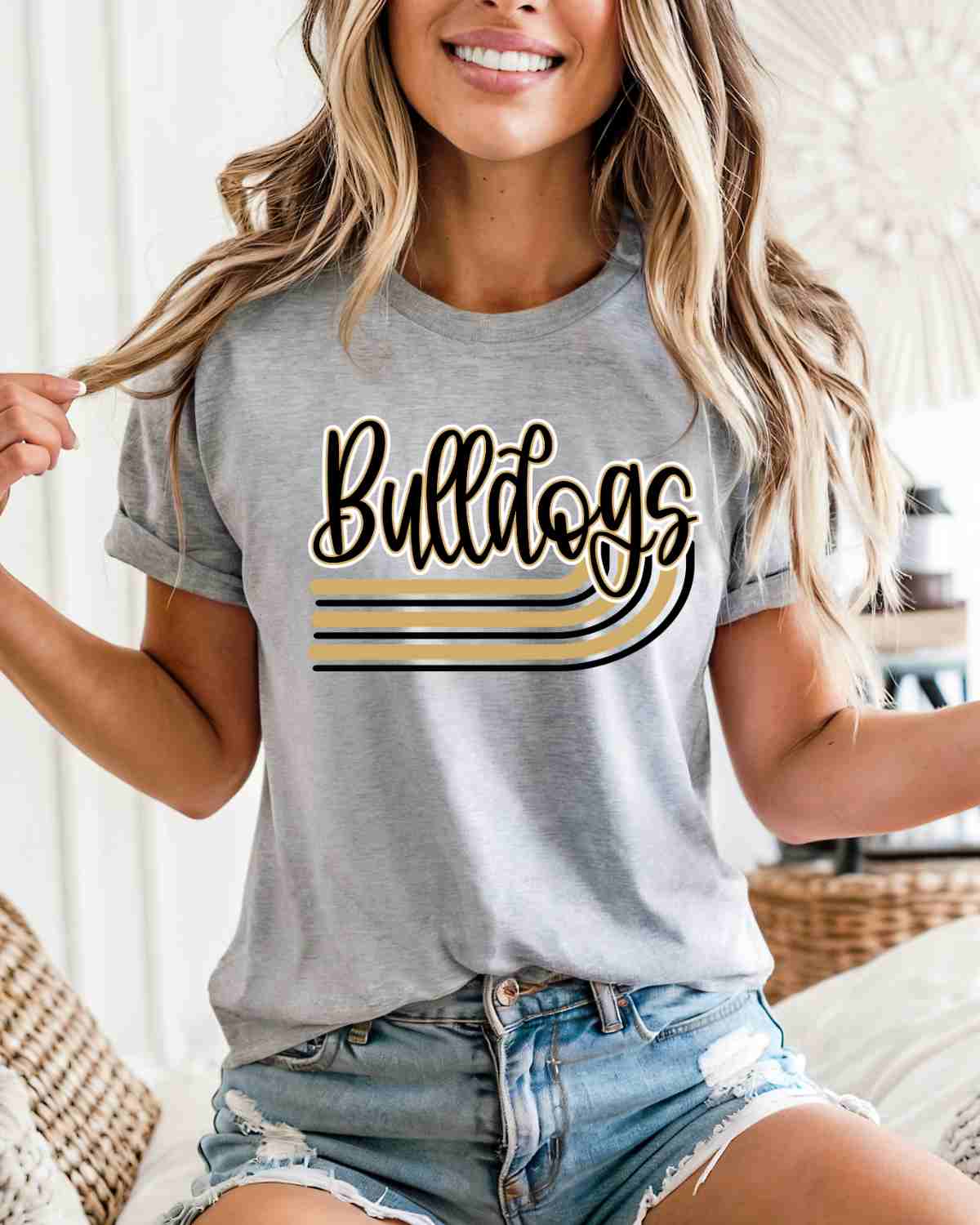 Bulldogs Retro Stripes DTF Transfer - Rustic Grace Heat Transfer Company