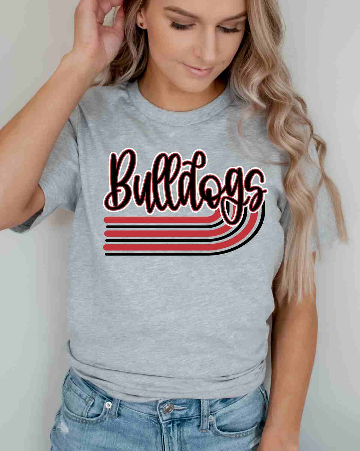 Bulldogs Retro Stripes DTF Transfer - Rustic Grace Heat Transfer Company