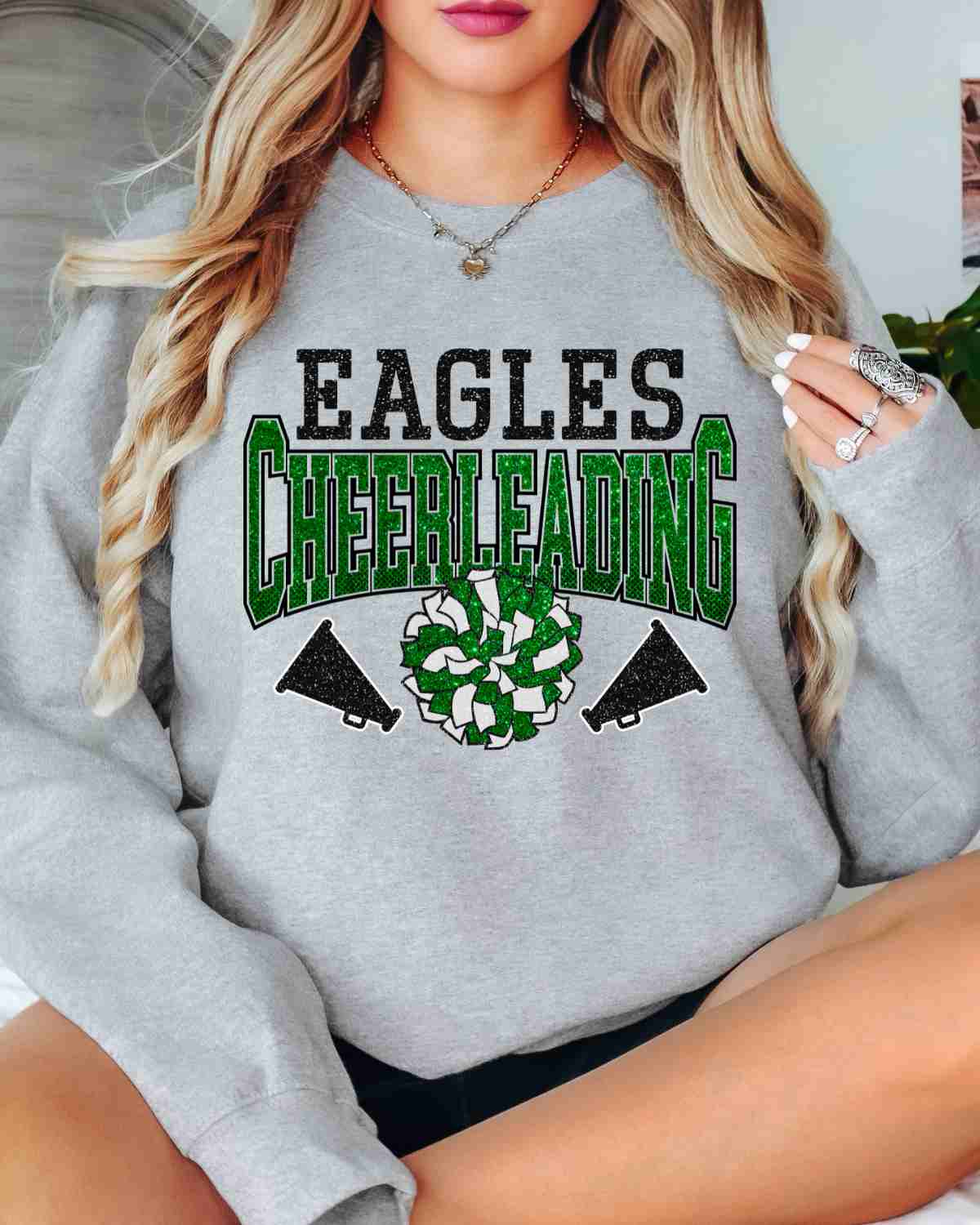 Eagles Cheerleading Pom DTF Transfer - Rustic Grace Heat Transfer Company