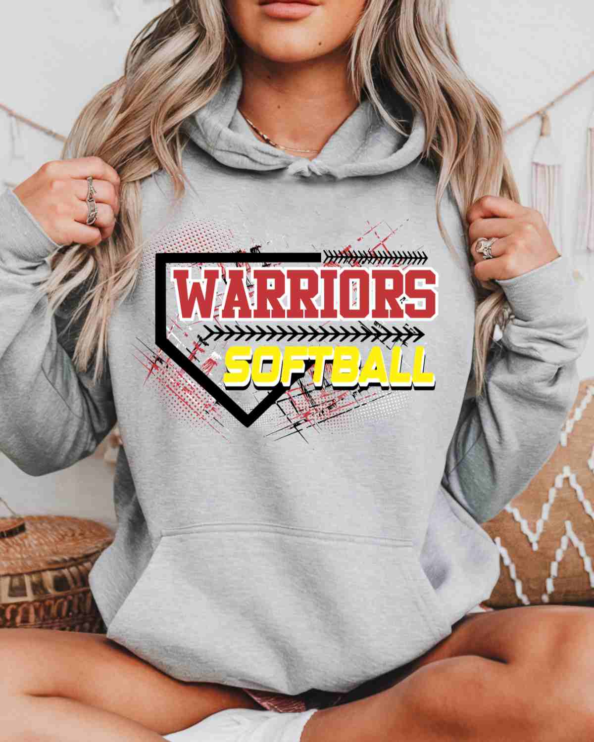 Warriors Softball Home Plate Grunge DTF Transfer - Rustic Grace Heat Transfer Company