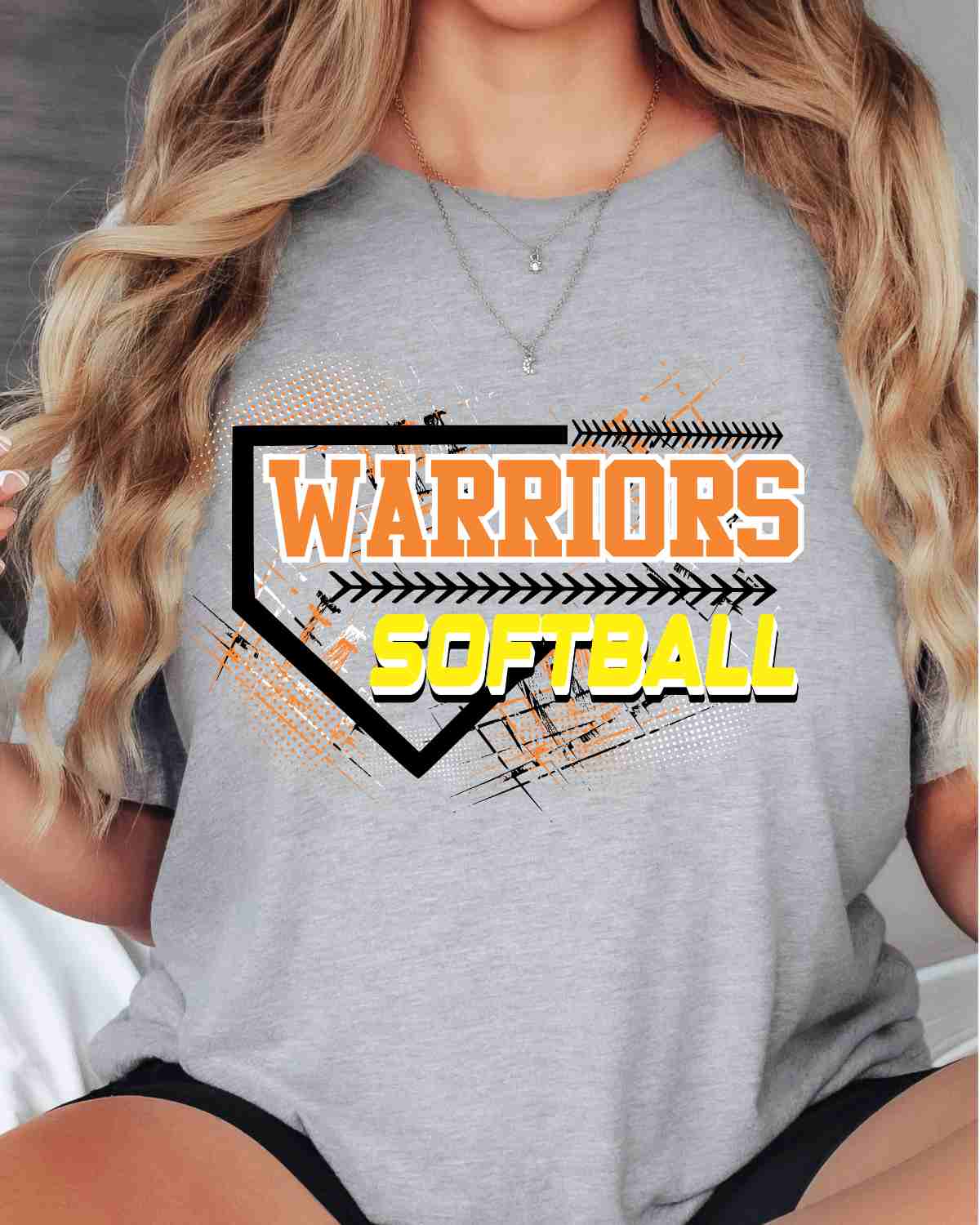 Warriors Softball Home Plate Grunge DTF Transfer - Rustic Grace Heat Transfer Company