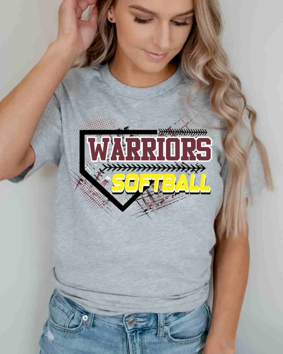 Warriors Softball Home Plate Grunge DTF Transfer - Rustic Grace Heat Transfer Company