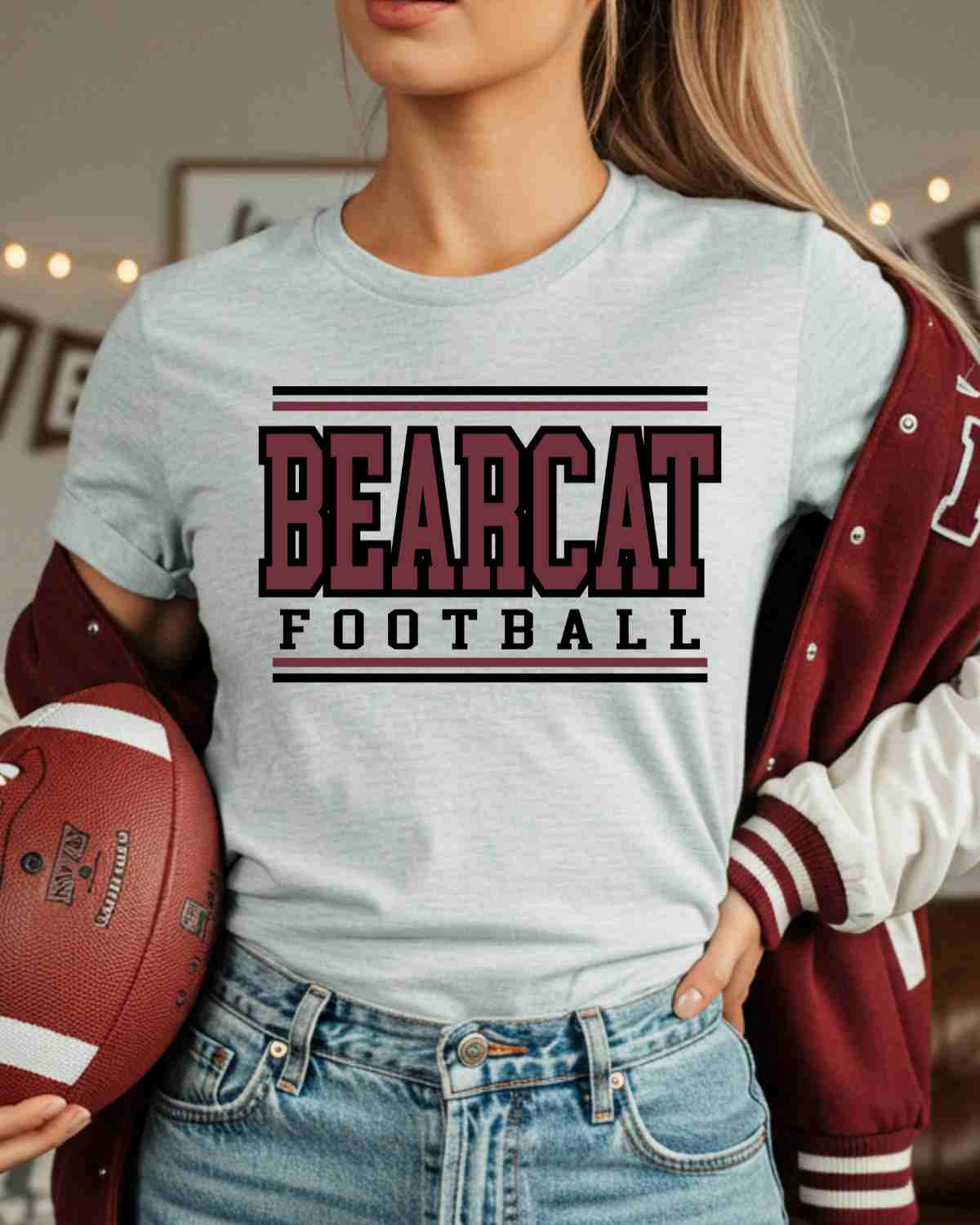 Bearcat Football Stripes DTF Transfer - Rustic Grace Heat Transfer Company