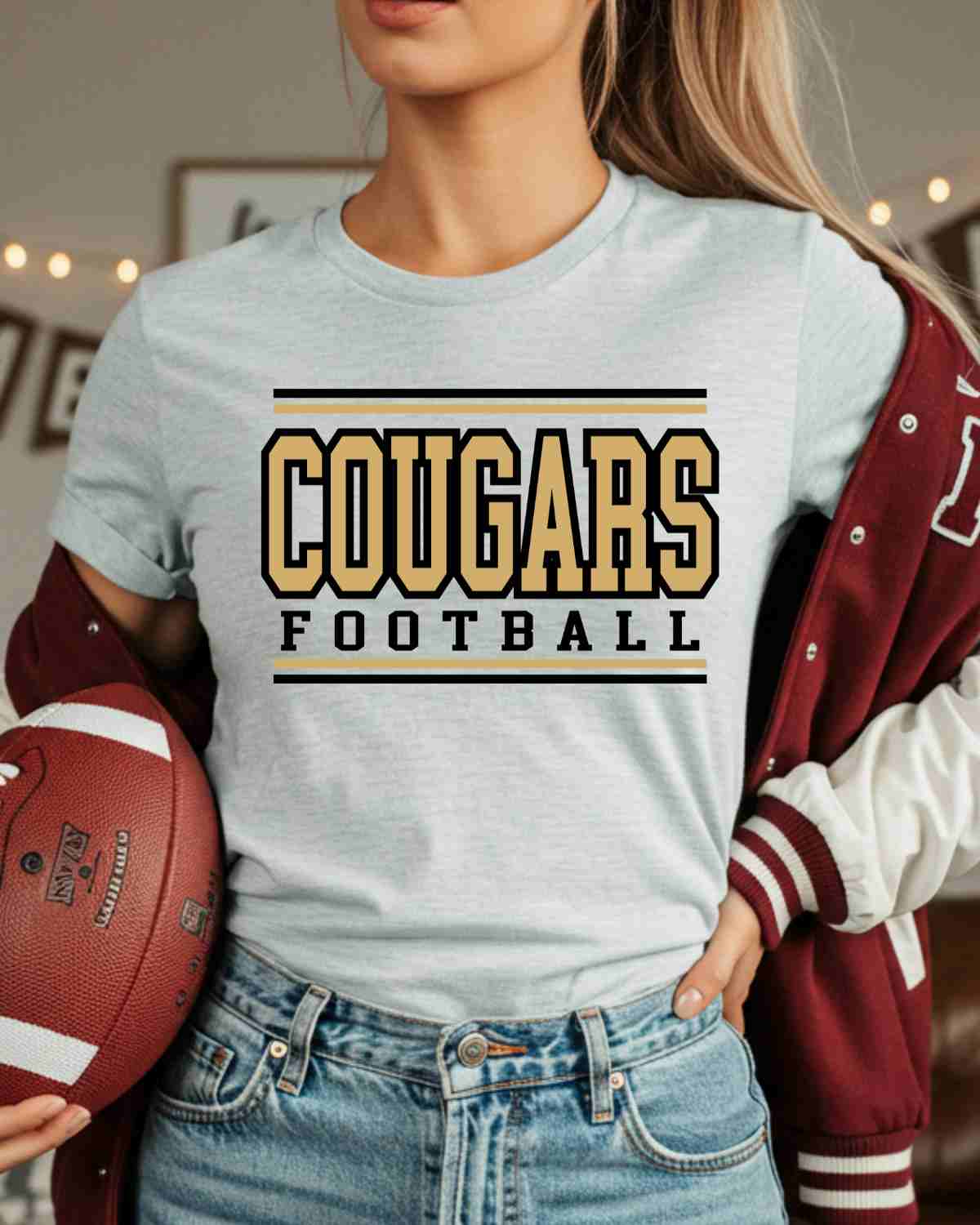 gold cougars football dtf transfer_rustic grace