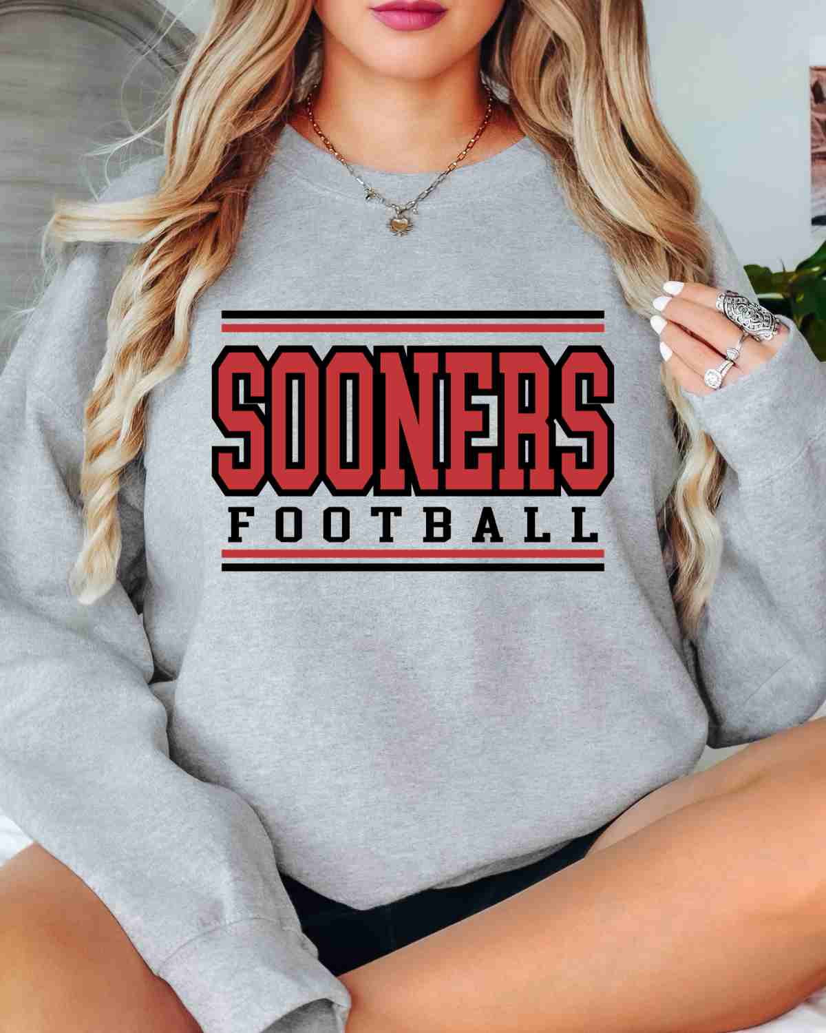 Sooners Football Stripes DTF Transfer - Rustic Grace Heat Transfer Company