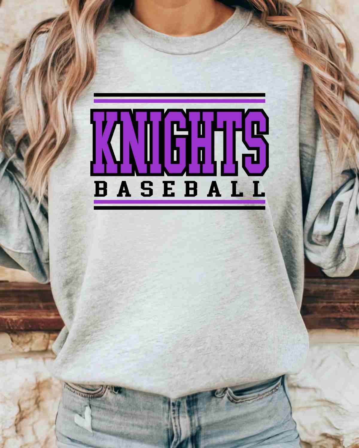 Knights Baseball Stripes DTF Transfer - Rustic Grace Heat Transfer Company
