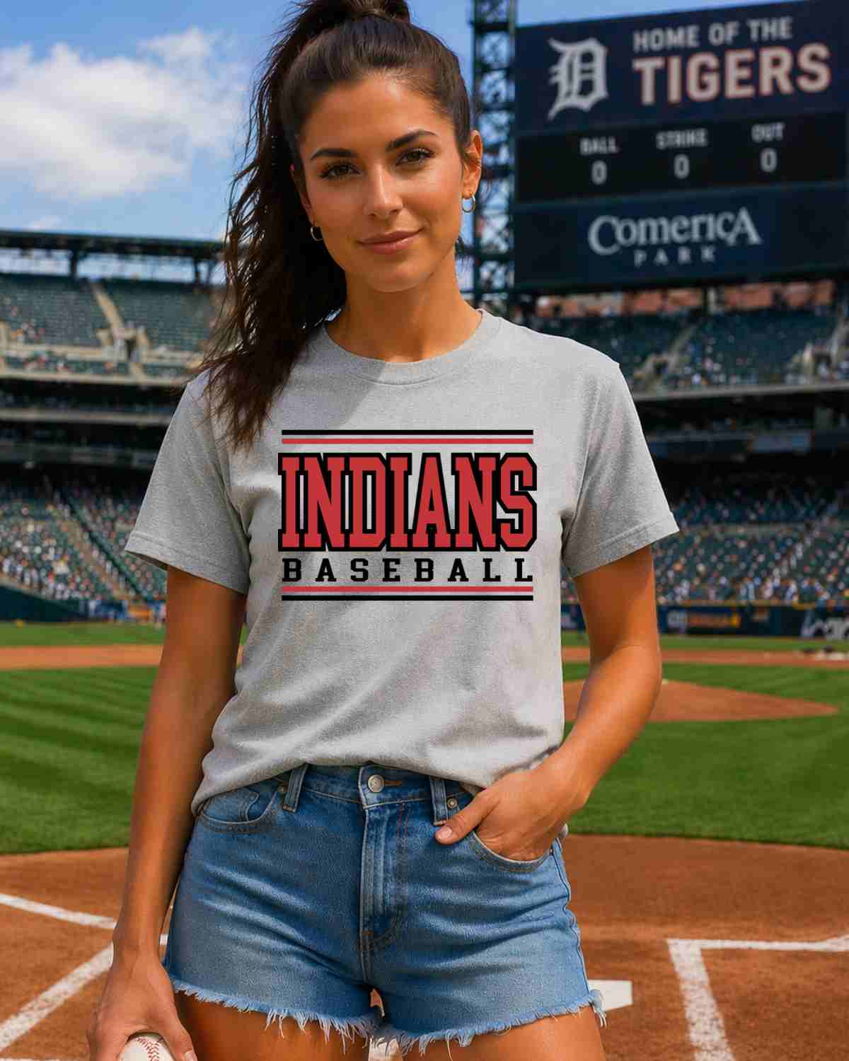 Indians Baseball Stripes DTF Transfer - Rustic Grace Heat Transfer Company