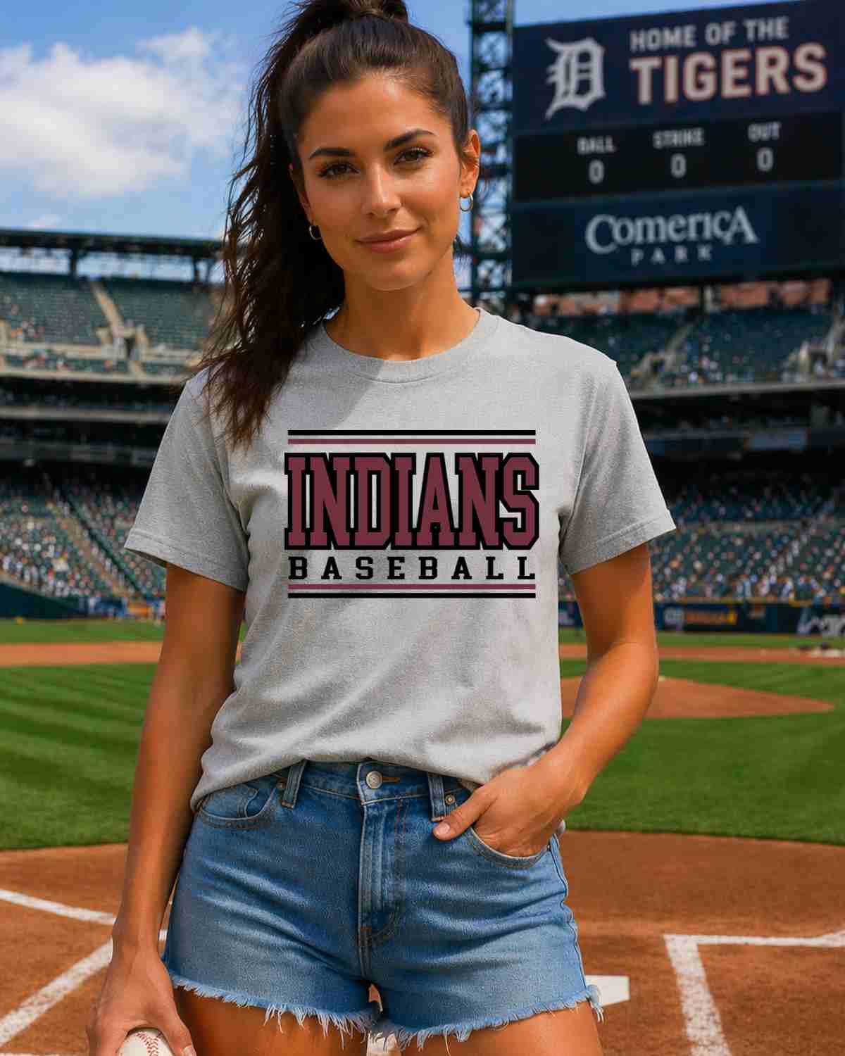 Indians Baseball Stripes DTF Transfer - Rustic Grace Heat Transfer Company