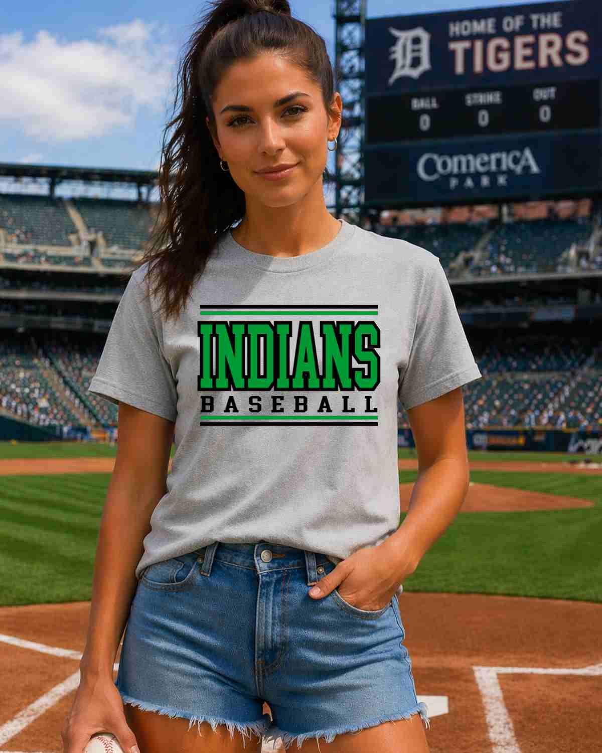 Indians Baseball Stripes DTF Transfer - Rustic Grace Heat Transfer Company
