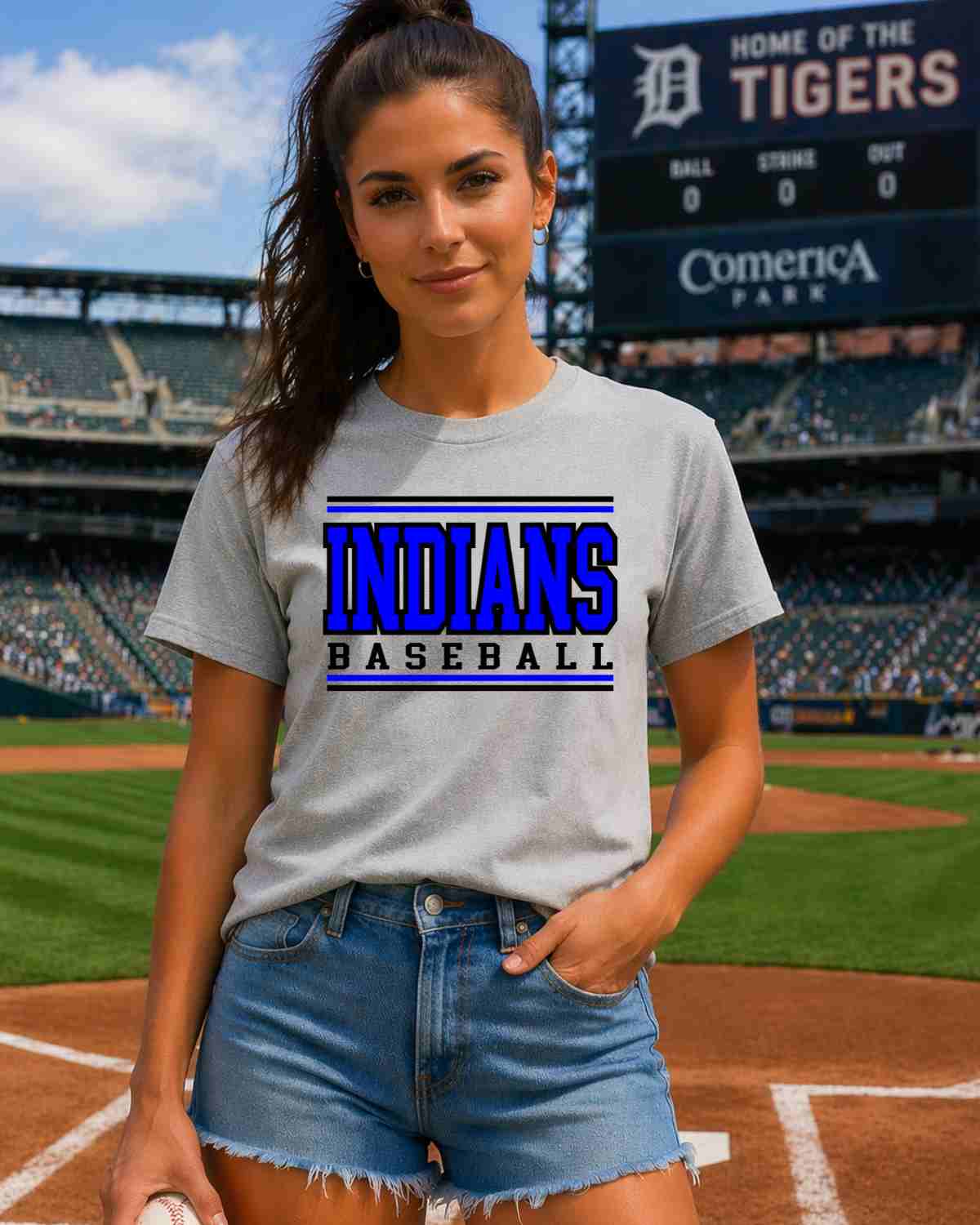 Indians Baseball Stripes DTF Transfer - Rustic Grace Heat Transfer Company