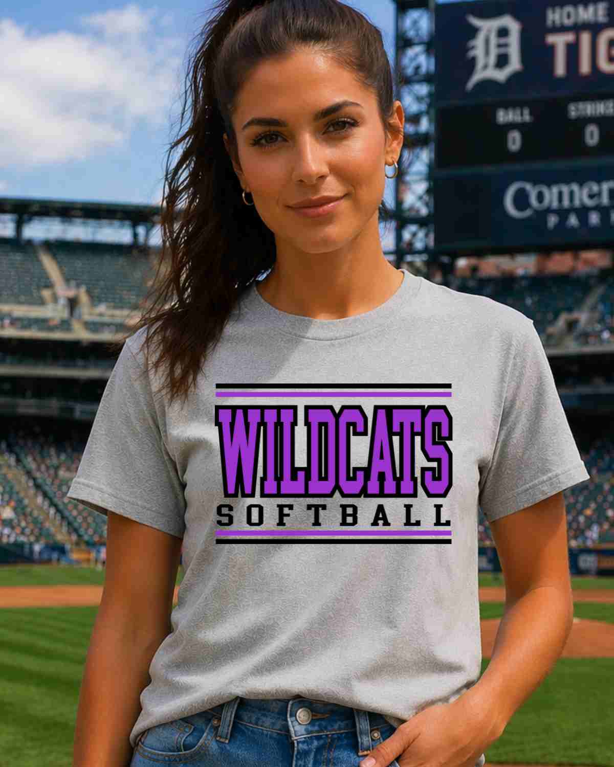 Wildcats Softball Stripes DTF Transfer - Rustic Grace Heat Transfer Company