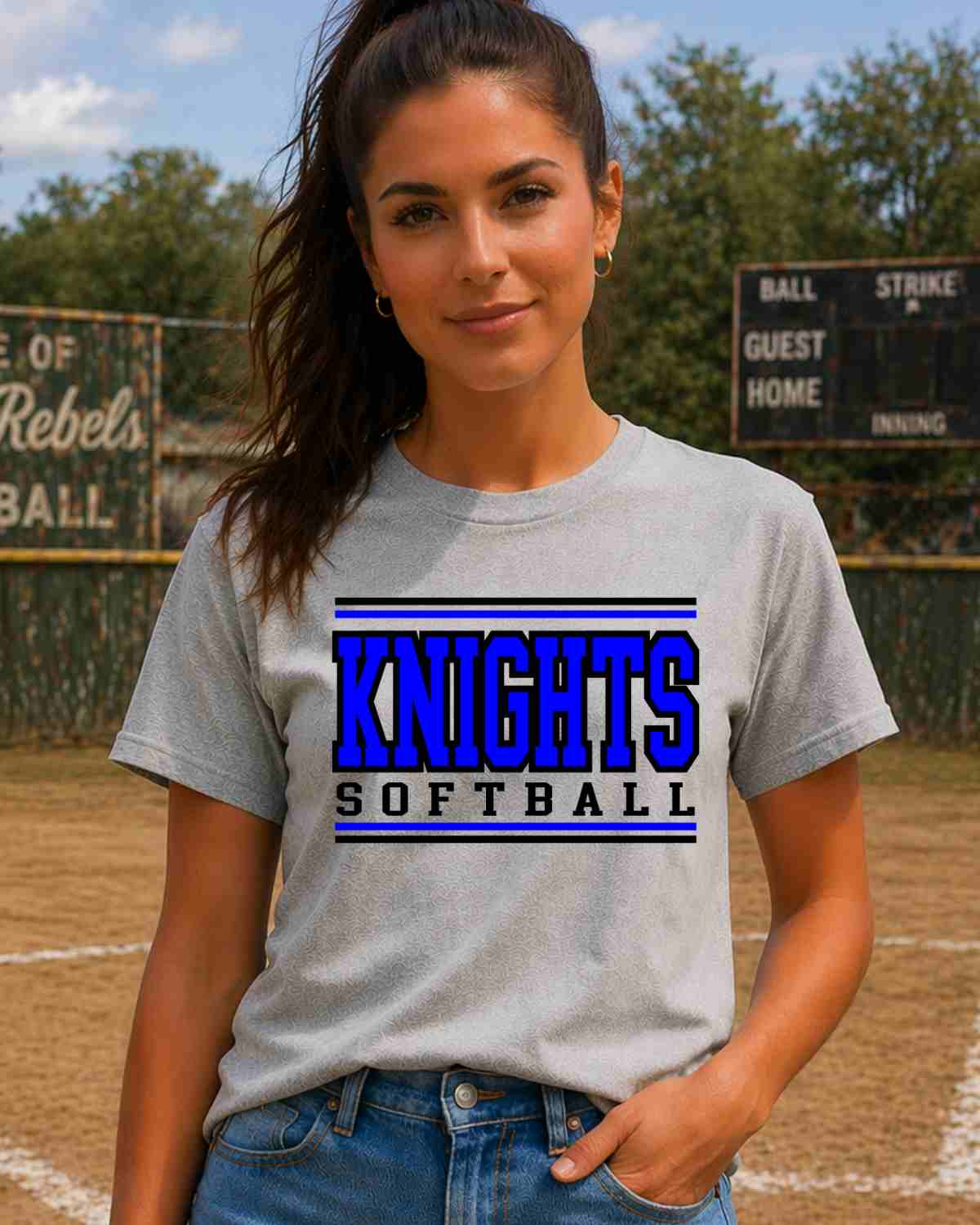 Knights Softball Stripes DTF Transfer - Rustic Grace Heat Transfer Company
