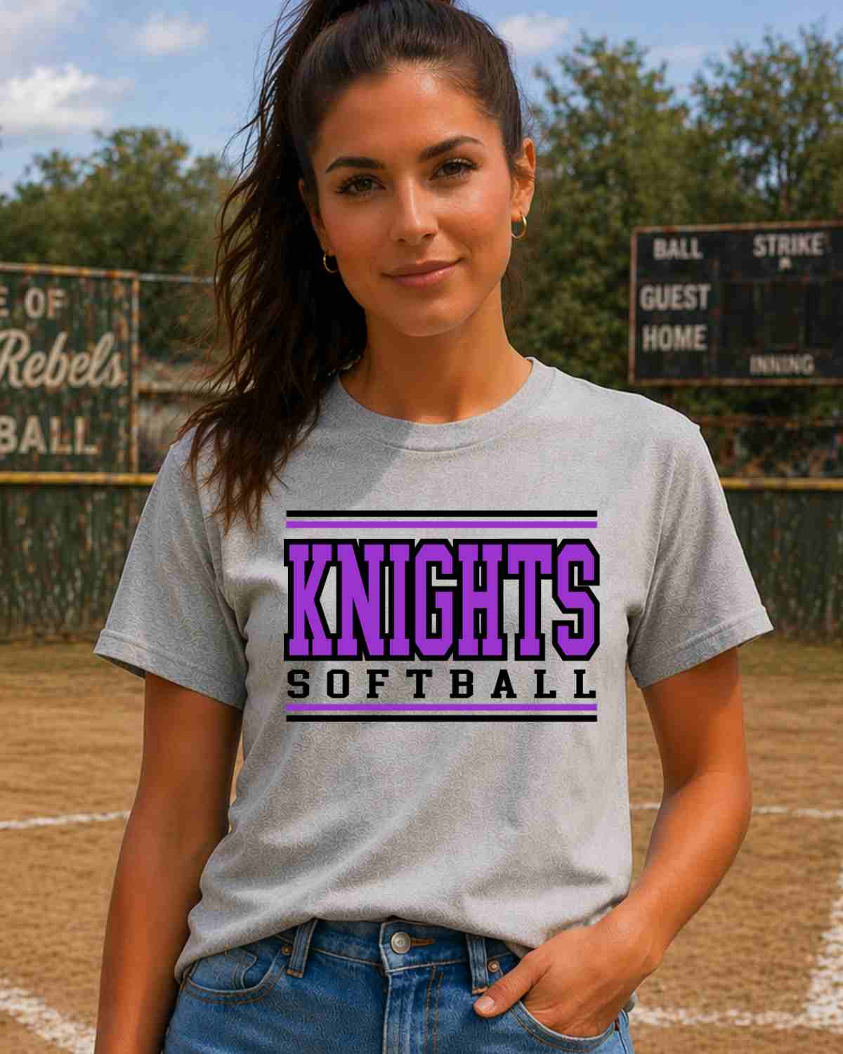 Knights Softball Stripes DTF Transfer - Rustic Grace Heat Transfer Company