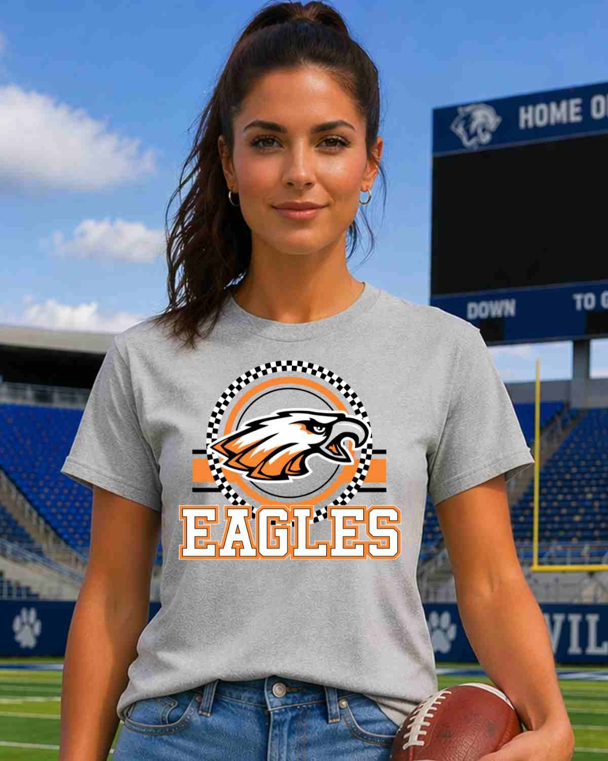 Eagles Checkered Circle Logo DTF Transfer - Rustic Grace Heat Transfer Company