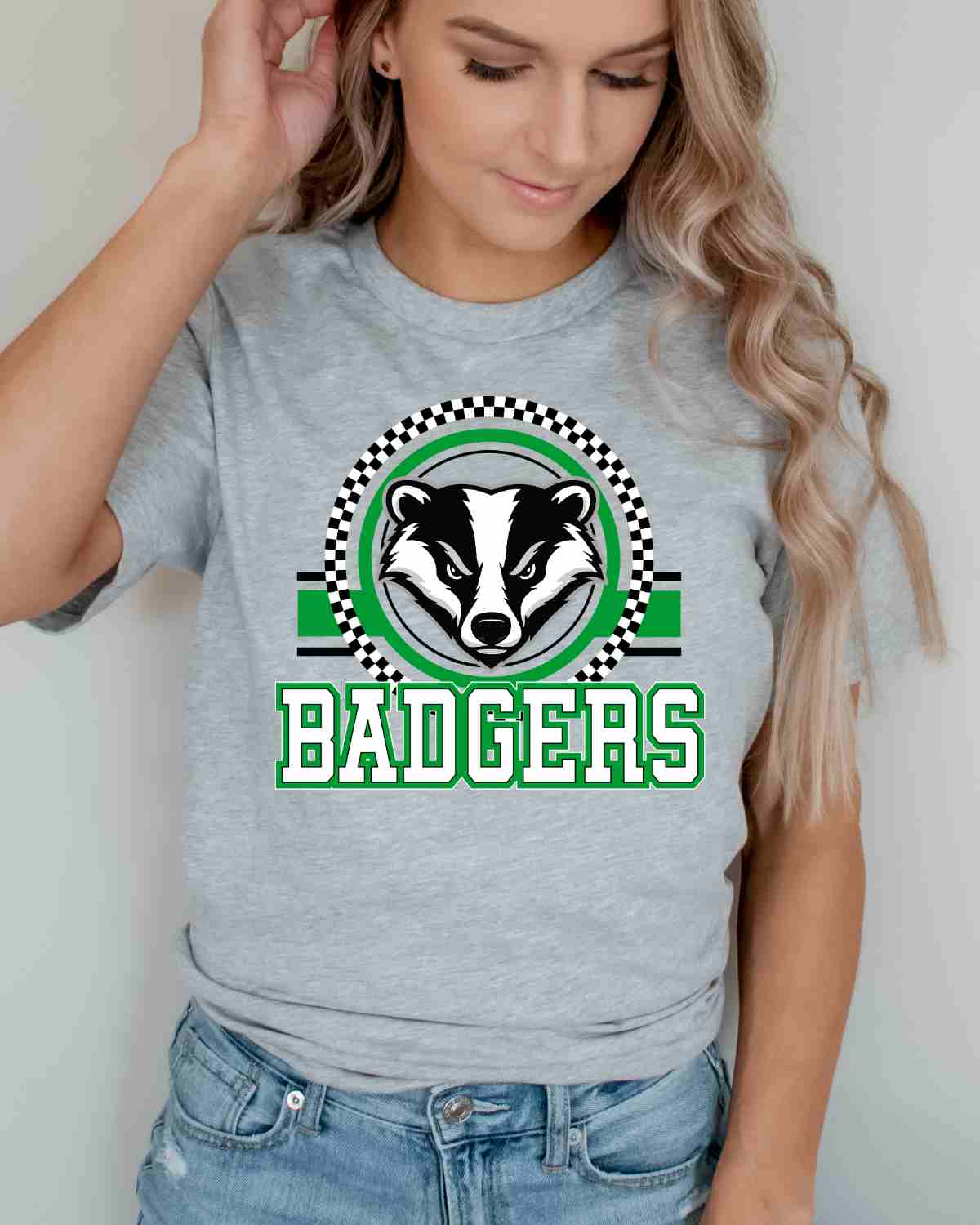 Badgers Checkered Circle Logo DTF Transfer - Rustic Grace Heat Transfer Company