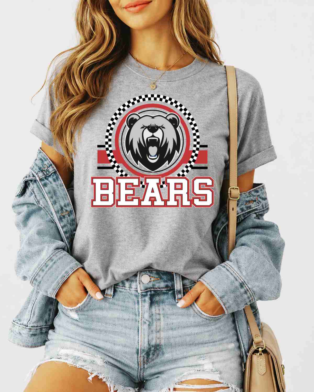 Bears Checkered Circle Logo DTF Transfer - Rustic Grace Heat Transfer Company