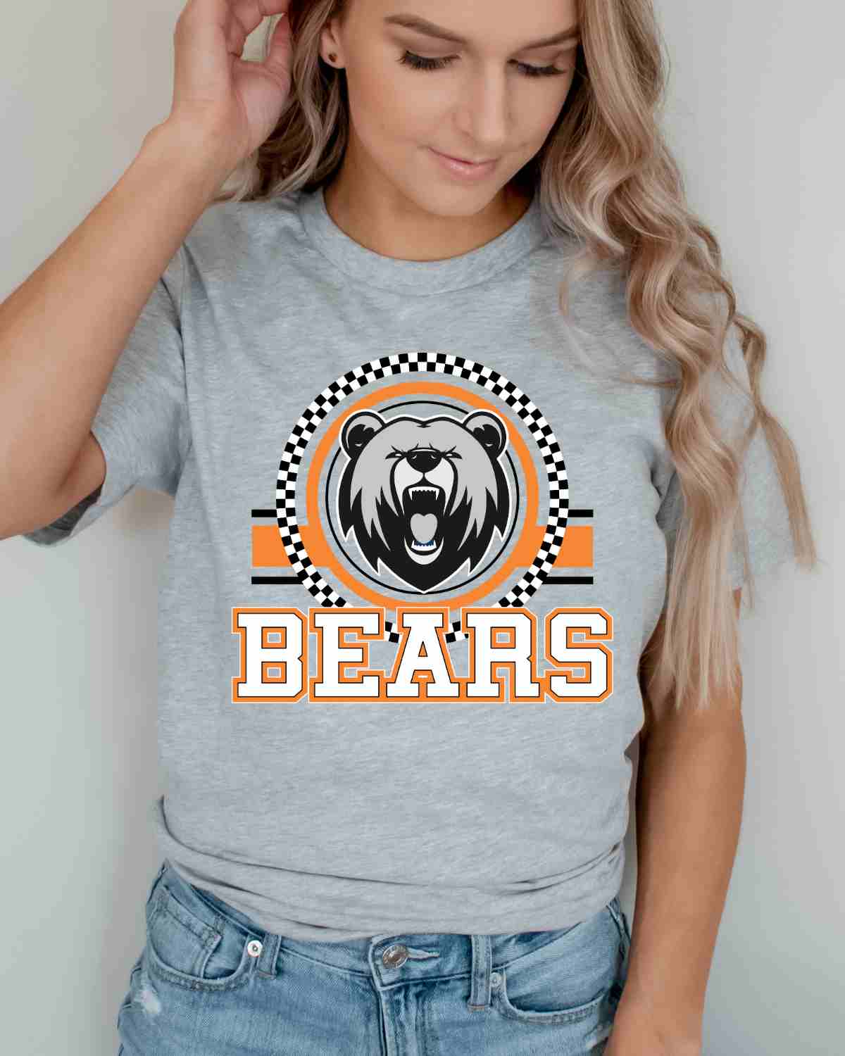 Bears Checkered Circle Logo DTF Transfer - Rustic Grace Heat Transfer Company