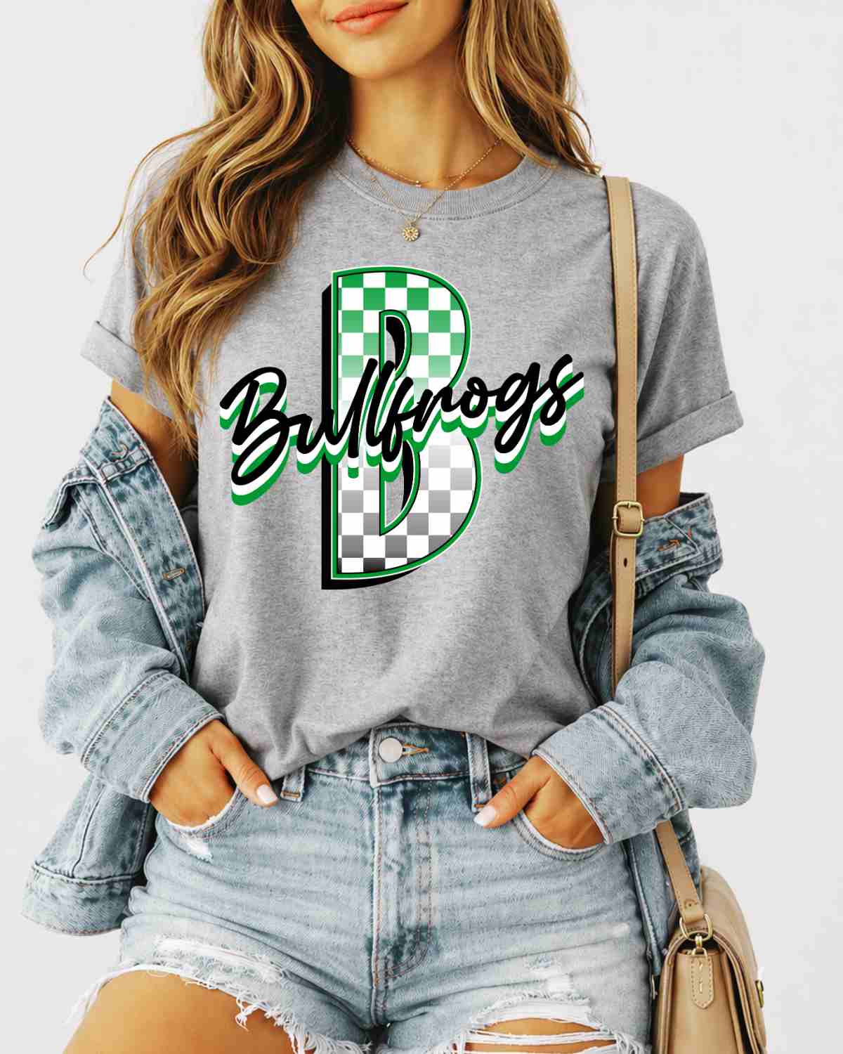 Bullfrogs Checkered Letter DTF Transfer - Rustic Grace Heat Transfer Company