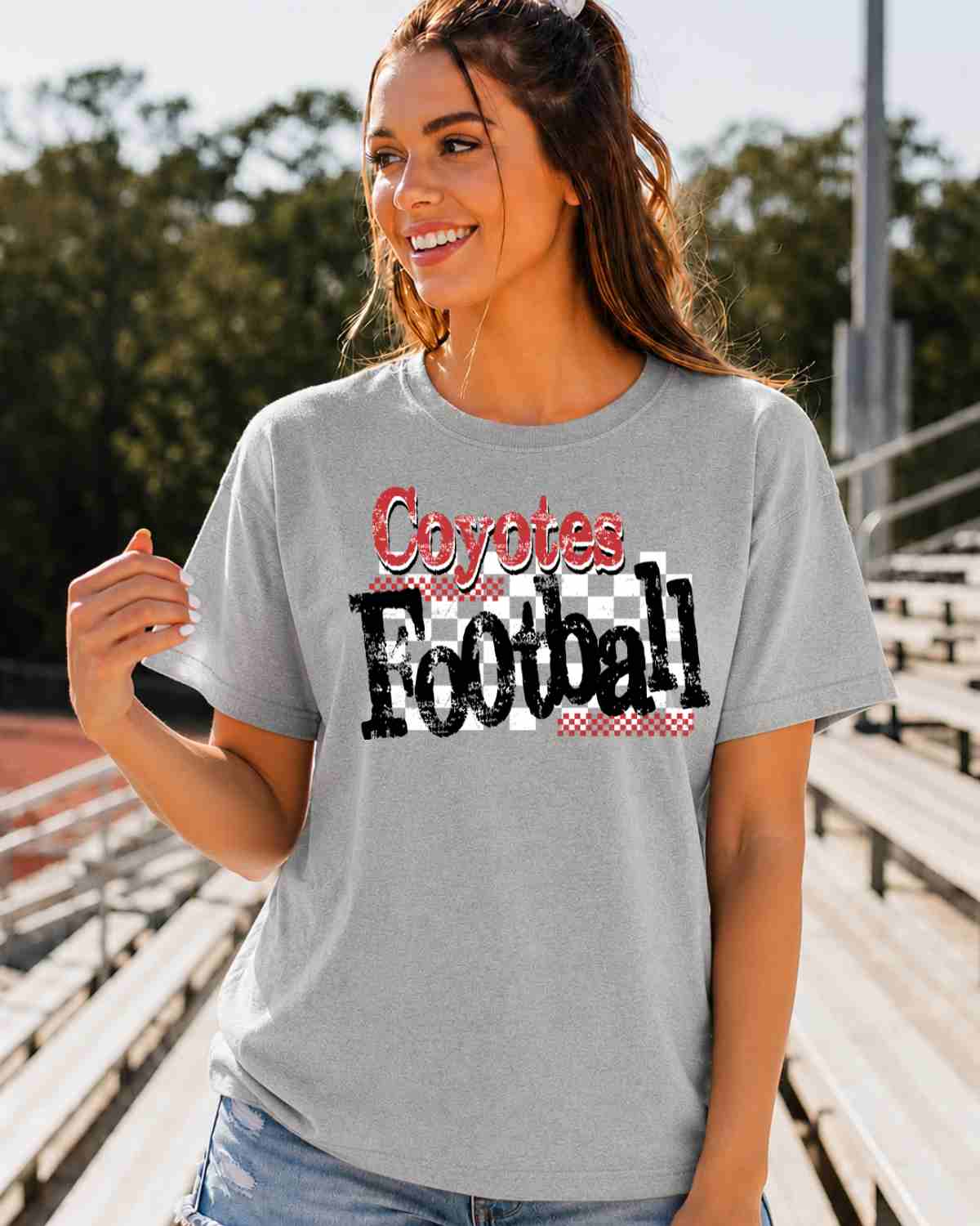 Coyotes Football Checkered Grunge DTF Transfer