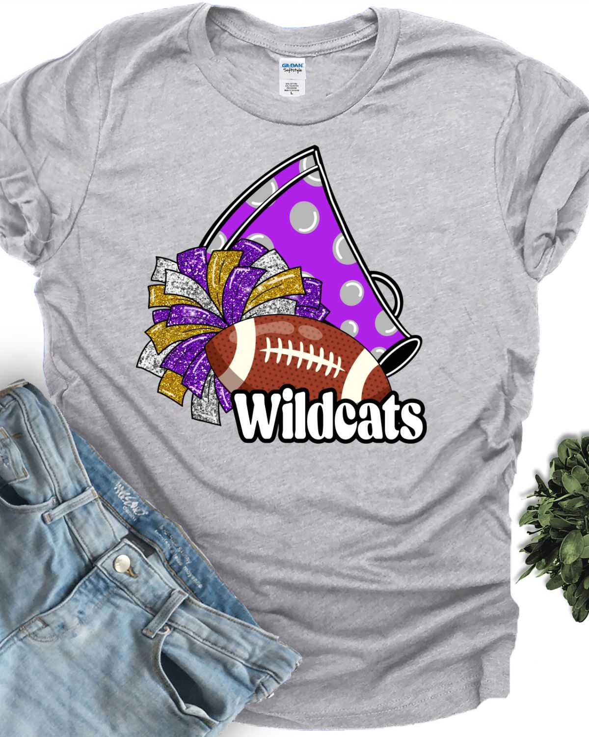 Custom Name Purple Gold Cheer Football DTF Transfer