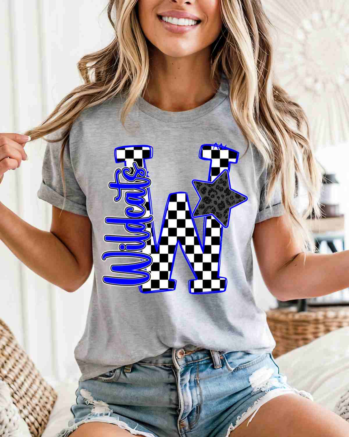 Wildcats Checkered Star Letter DTF Transfer
