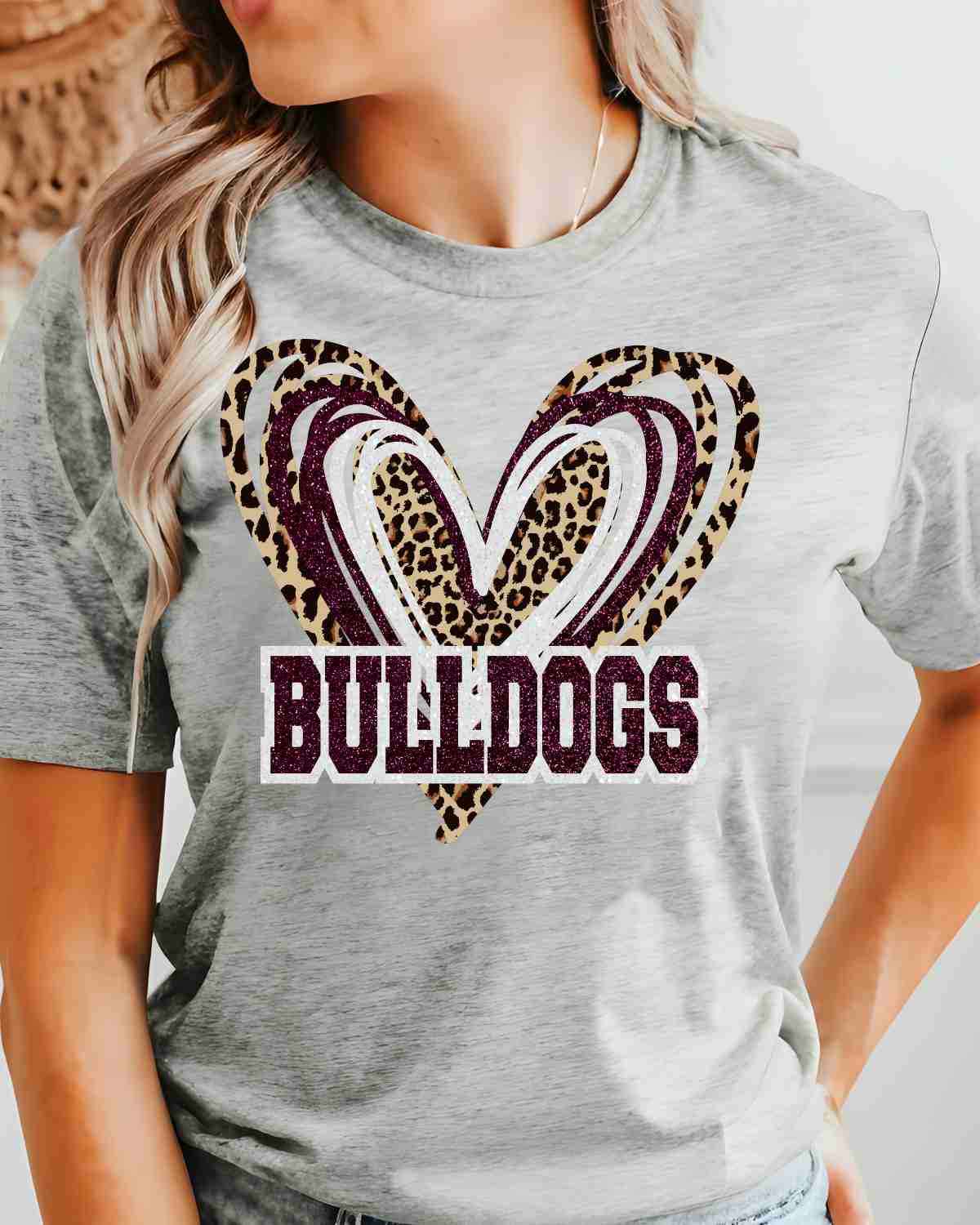 Bulldogs Triple Heart DTF Transfer