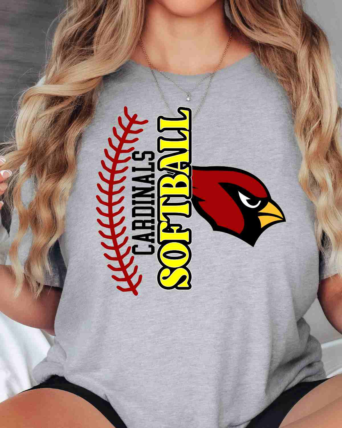 Cardinals Softball Split with Laces DTF Transfer