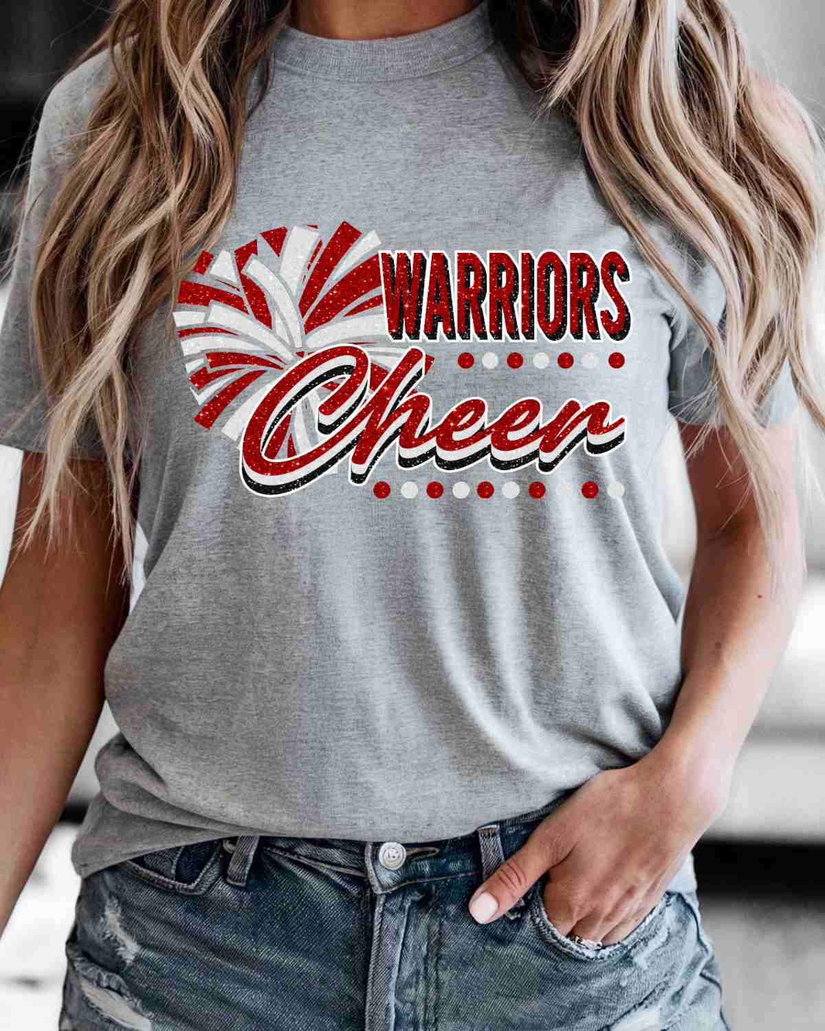 Warriors Cheer Pom with Dots DTF Transfer