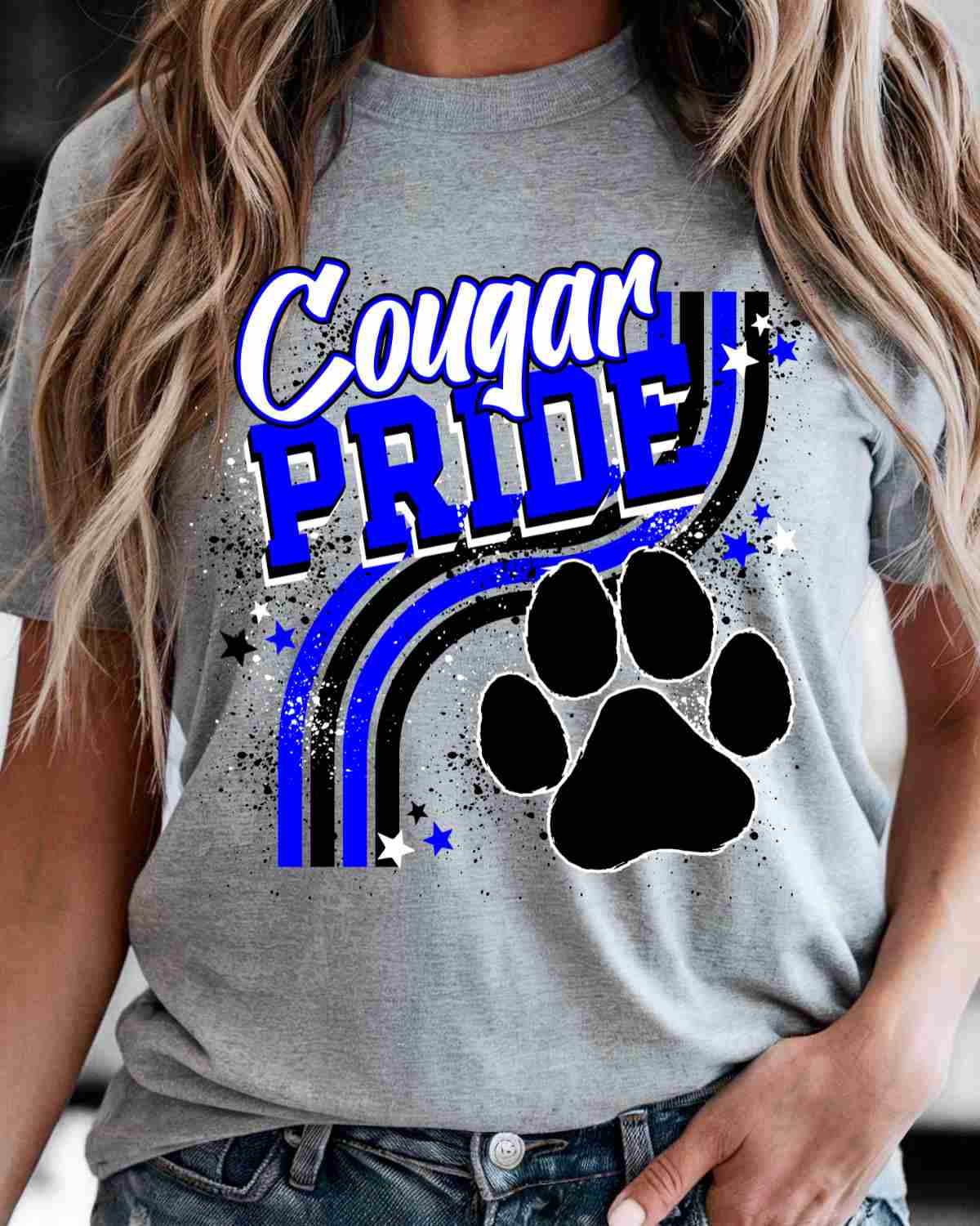 Cougar Pride Wavy Stripes DTF Transfer