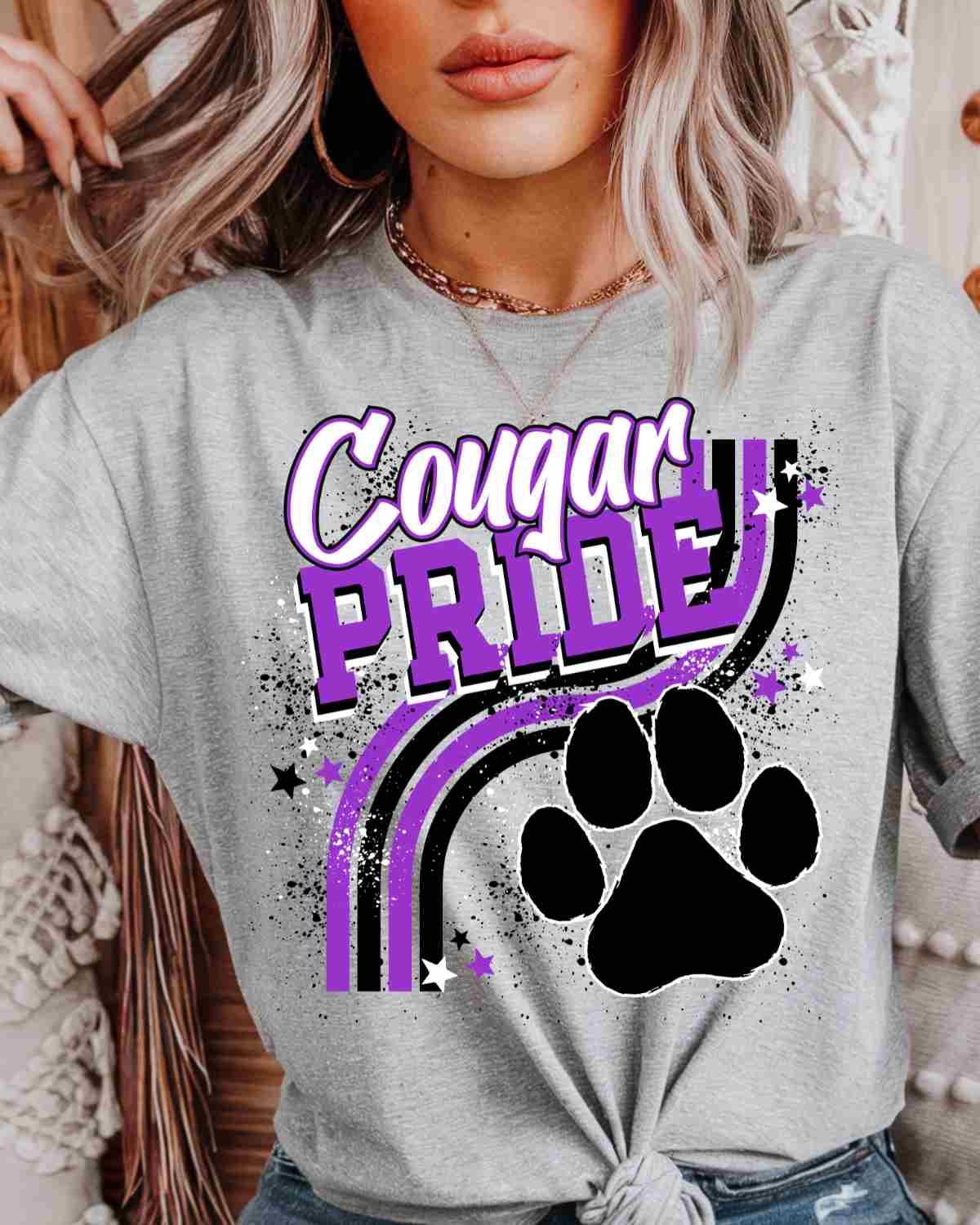 Cougar Pride Wavy Stripes DTF Transfer