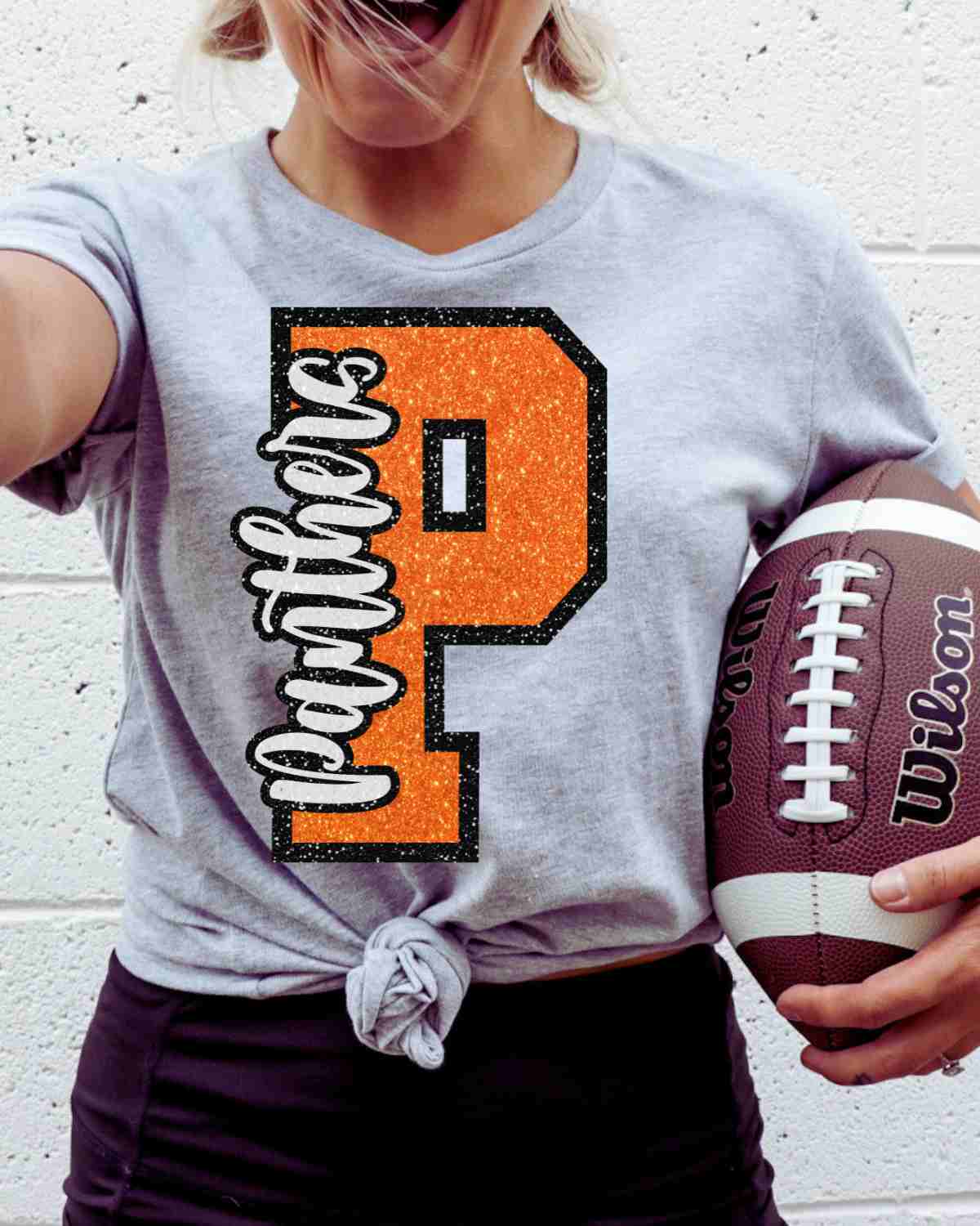 Panthers Glitter Letter DTF Transfer - Rustic Grace Heat Transfer Company