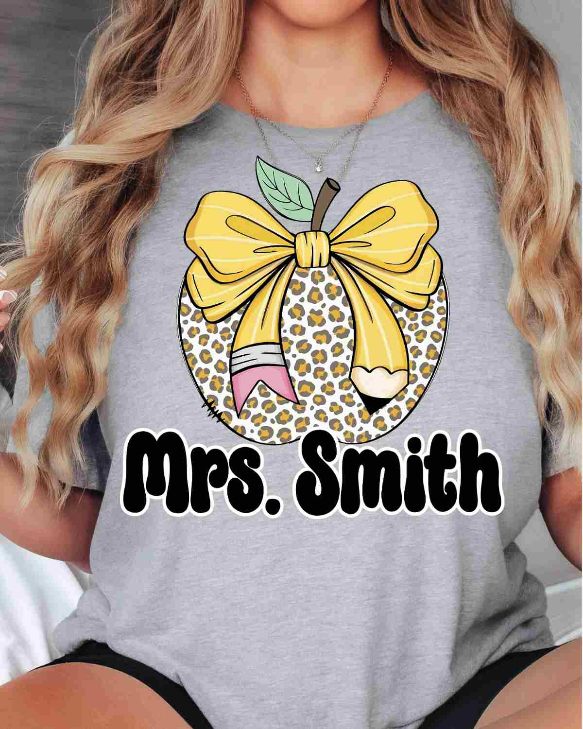 Custom Teacher Leopard Apple DTF Transfer