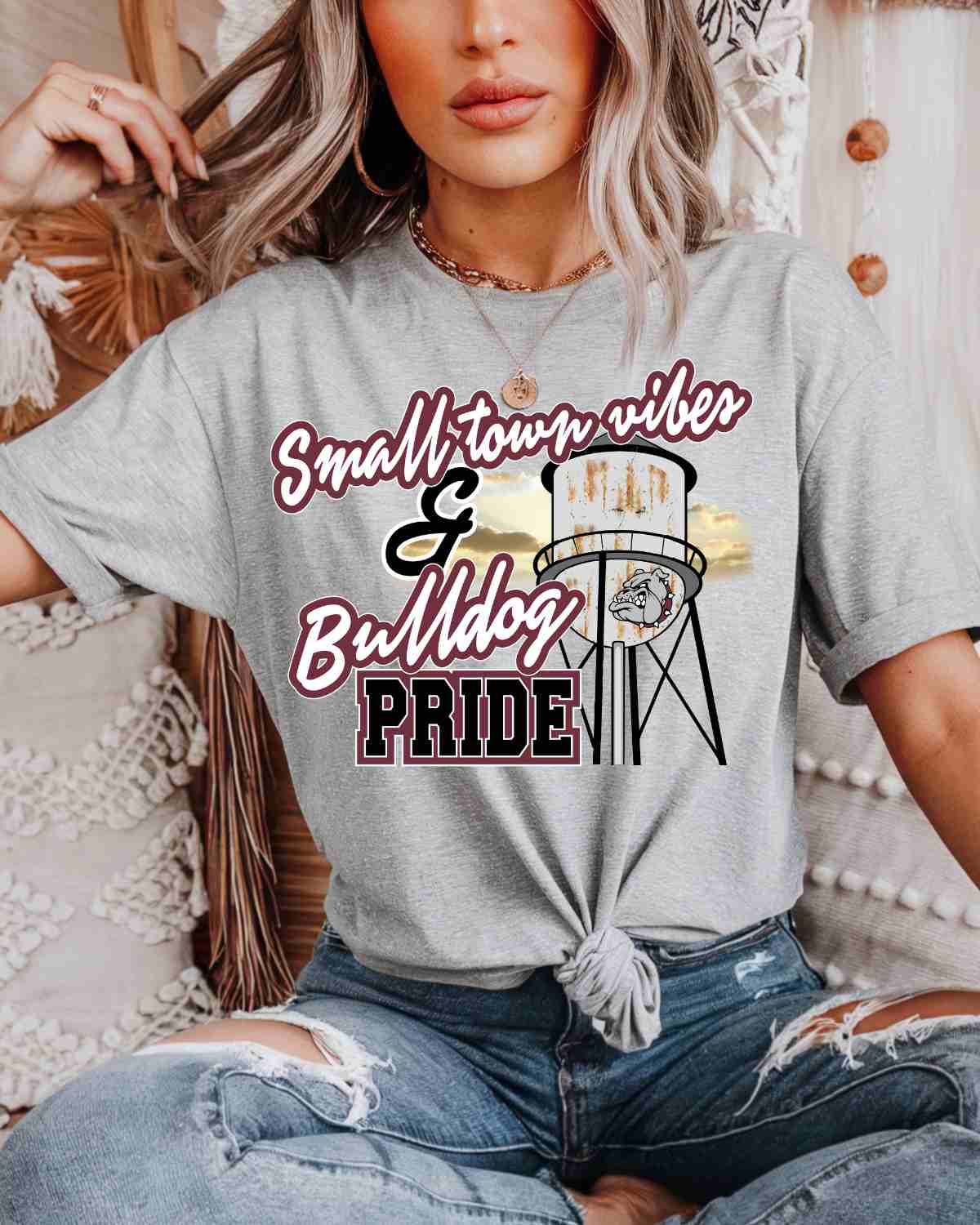 Small Town Vibes & Bulldog Pride DTF Transfer