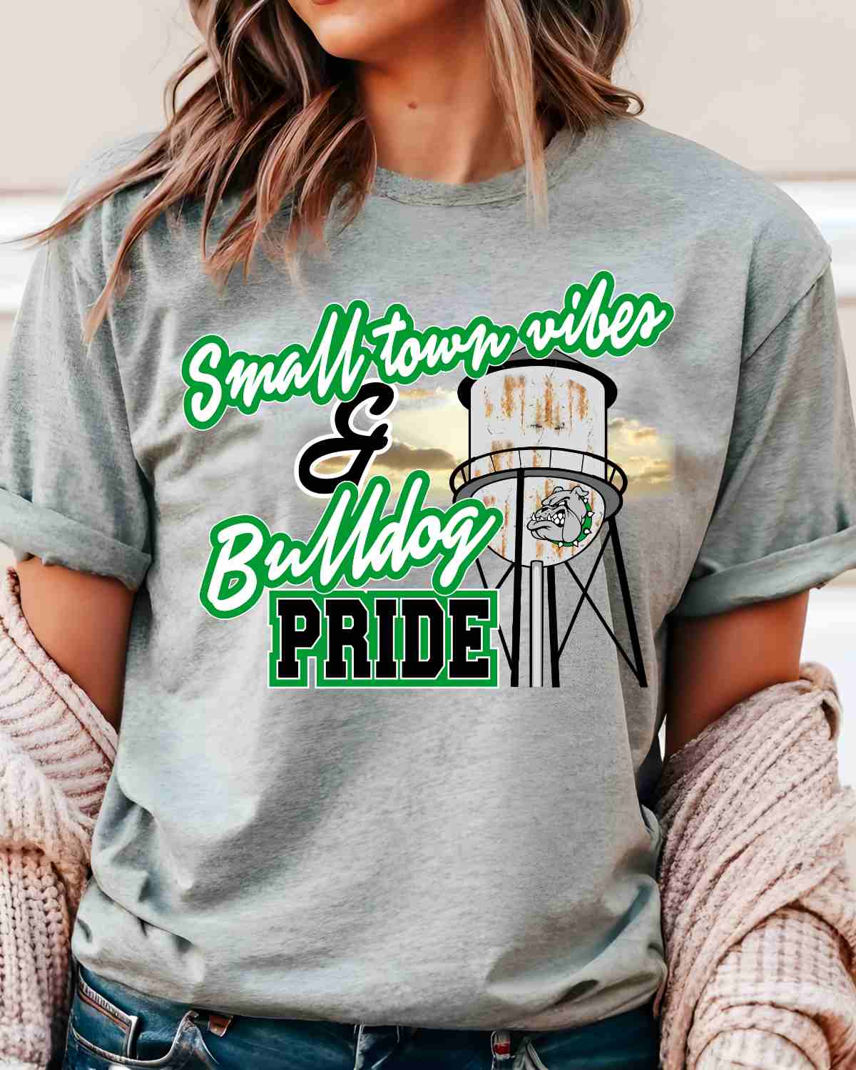 Small Town Vibes & Bulldog Pride DTF Transfer